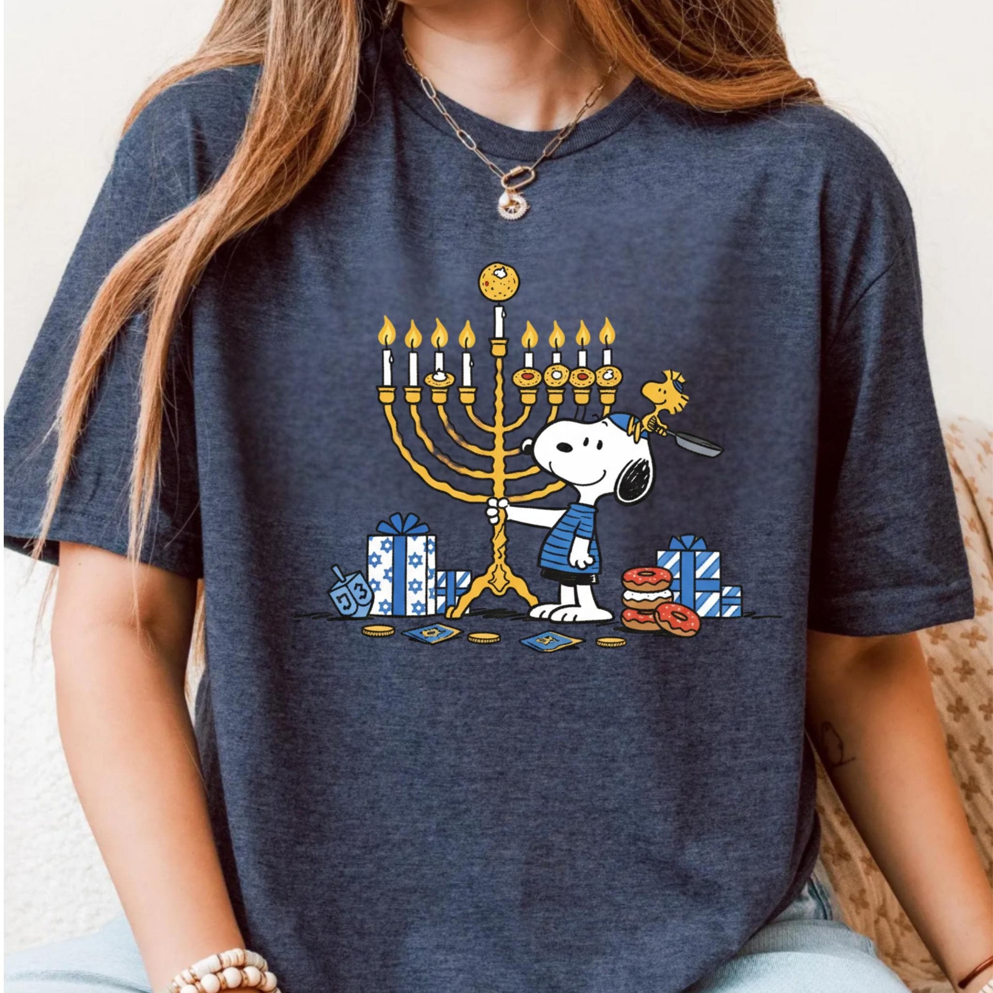 Vintage Jewish Holiday T-Shirt – Cartoon Dog Hanukkah Festive Graphic Tee