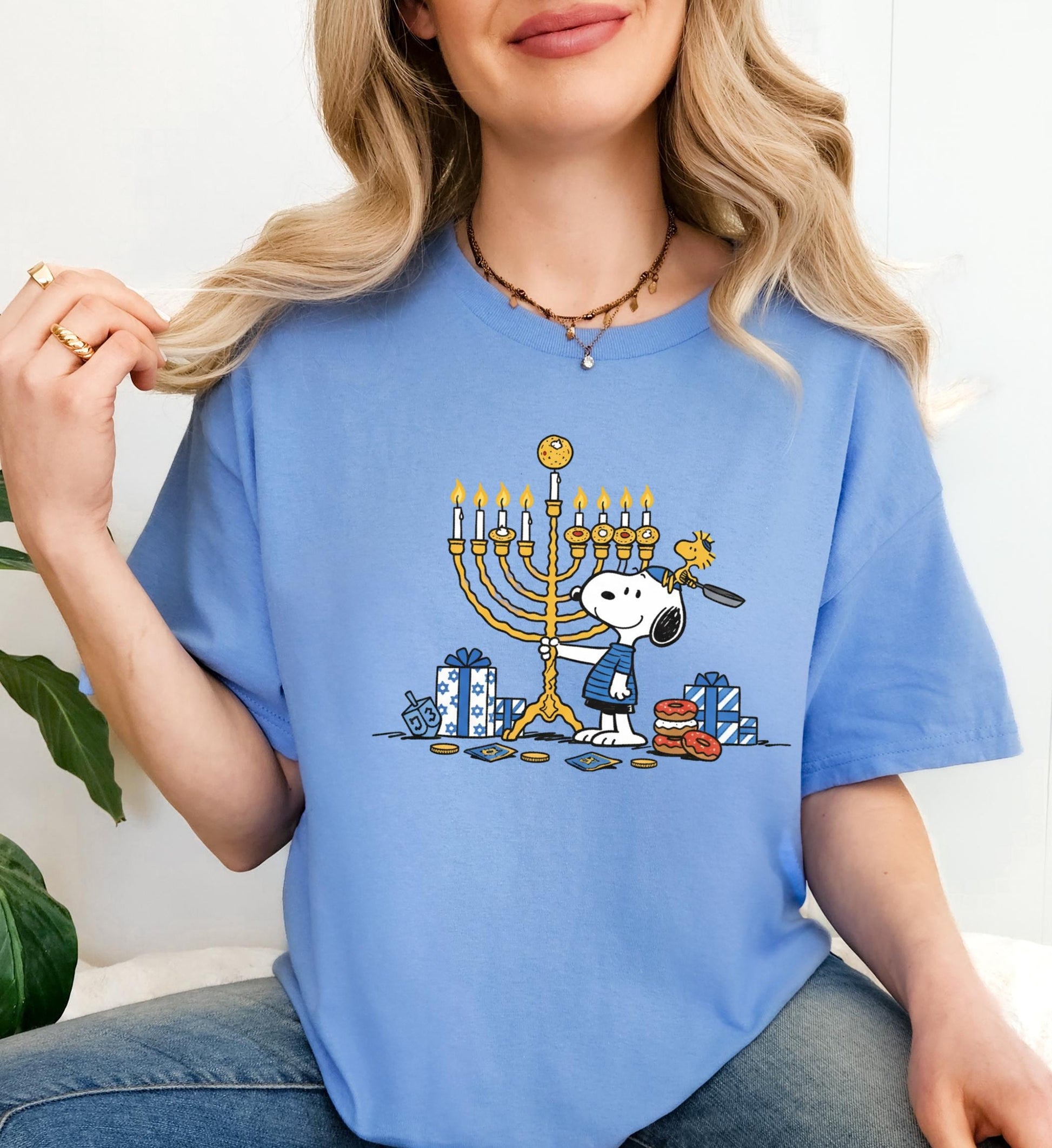 Vintage Jewish Holiday T-Shirt – Cartoon Dog Hanukkah Festive Graphic Tee