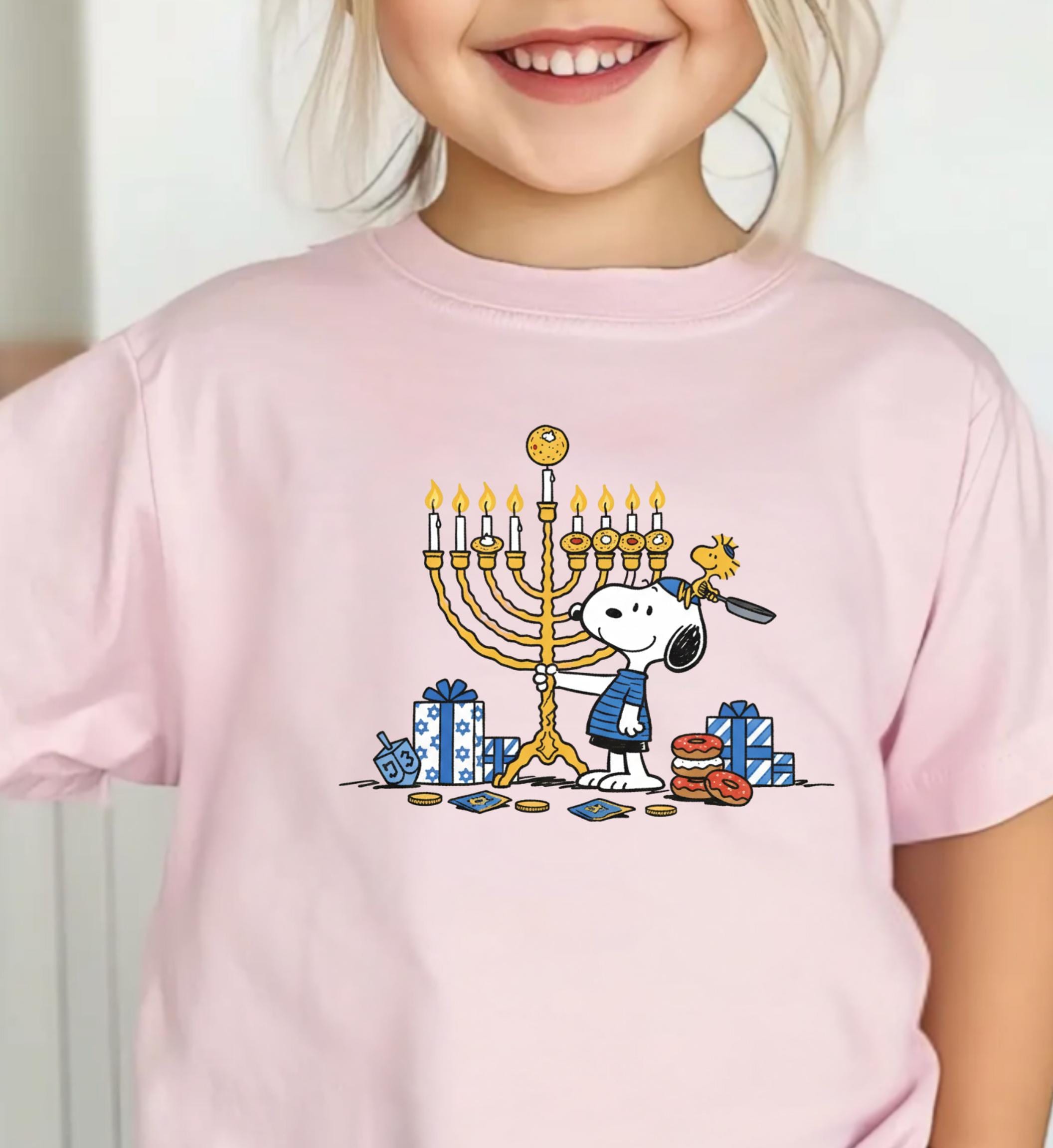 Vintage Jewish Holiday T-Shirt – Cartoon Dog Hanukkah Festive Graphic Tee