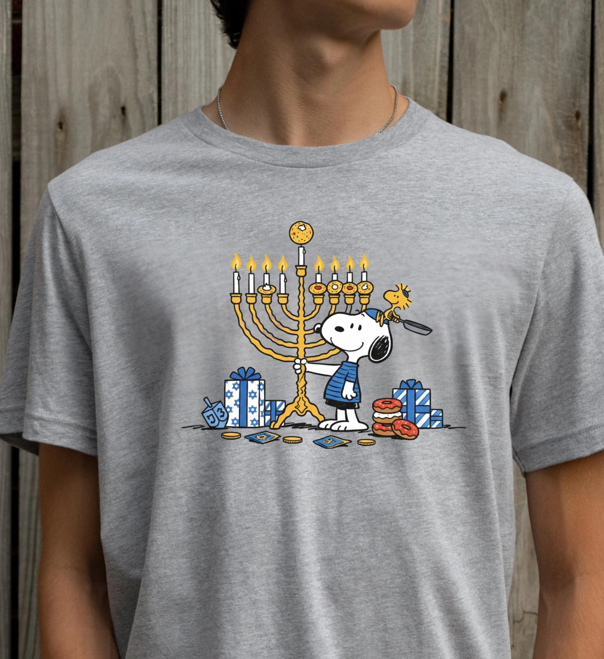 Vintage Jewish Holiday T-Shirt – Cartoon Dog Hanukkah Festive Graphic Tee