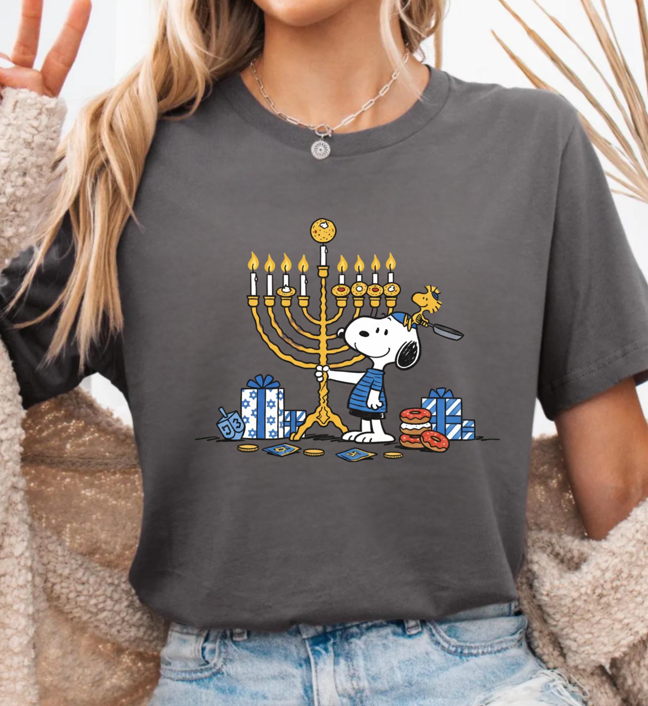 Vintage Jewish Holiday T-Shirt – Cartoon Dog Hanukkah Festive Graphic Tee