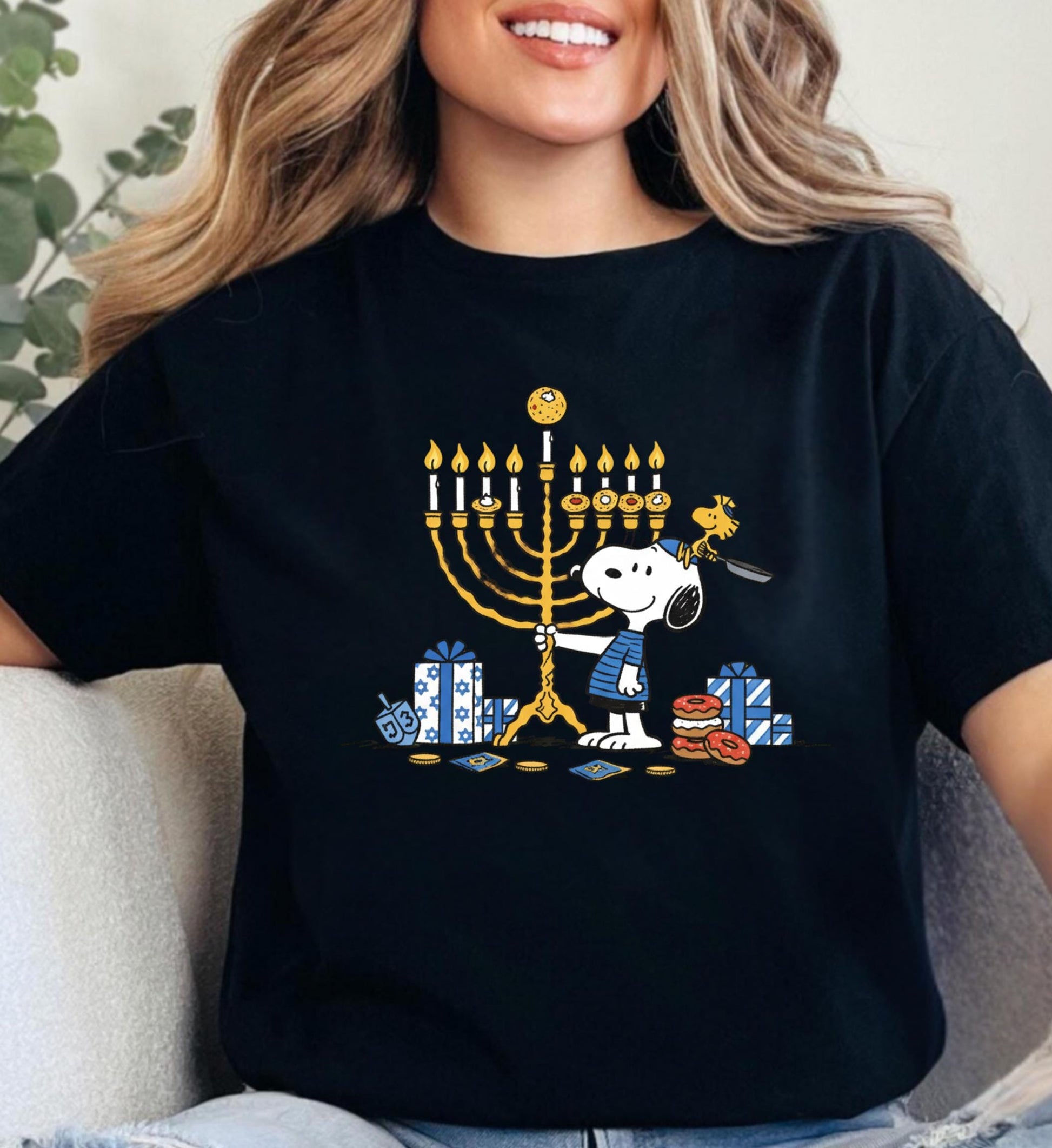 Vintage Jewish Holiday T-Shirt – Cartoon Dog Hanukkah Festive Graphic Tee