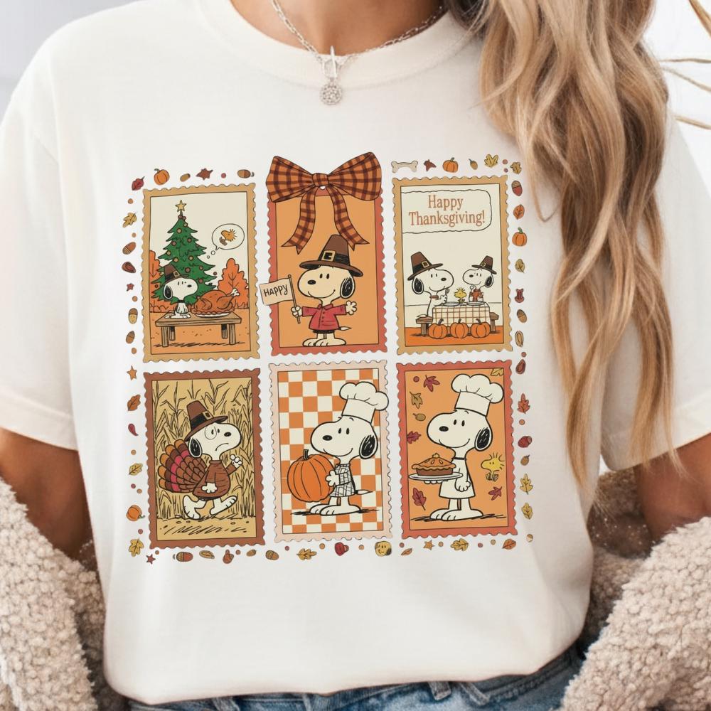 Happy Thanksgiving Shirt – Cute Autumn Cartoon Dog Fall Harvest Tee