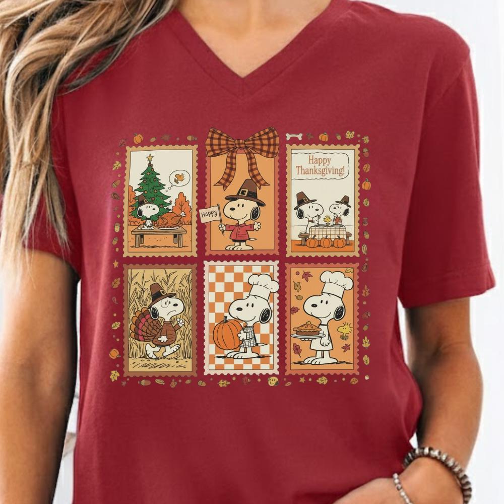 Happy Thanksgiving Shirt – Cute Autumn Cartoon Dog Fall Harvest Tee