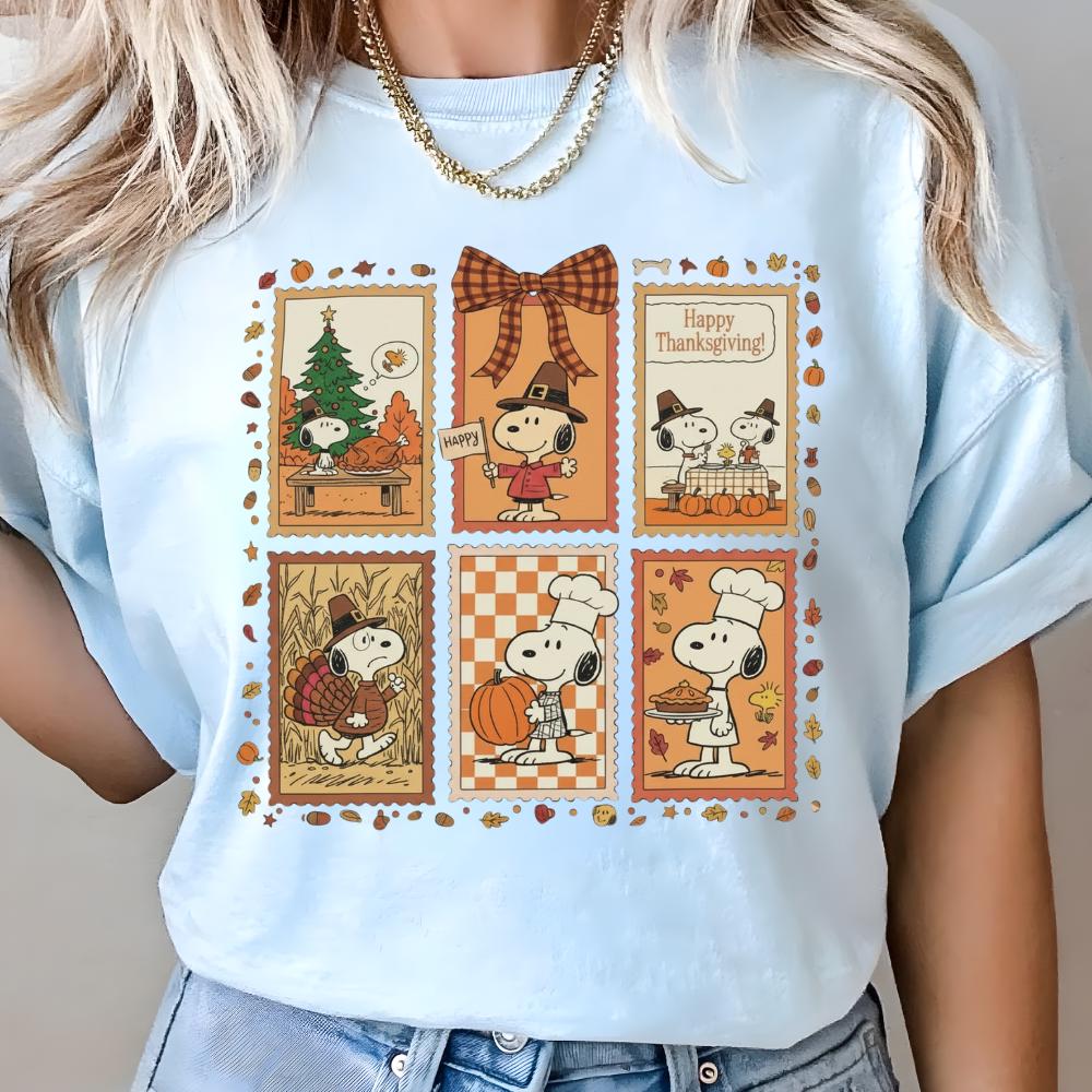 Happy Thanksgiving Shirt – Cute Autumn Cartoon Dog Fall Harvest Tee