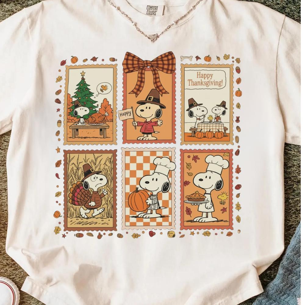 Happy Thanksgiving Shirt – Cute Autumn Cartoon Dog Fall Harvest Tee