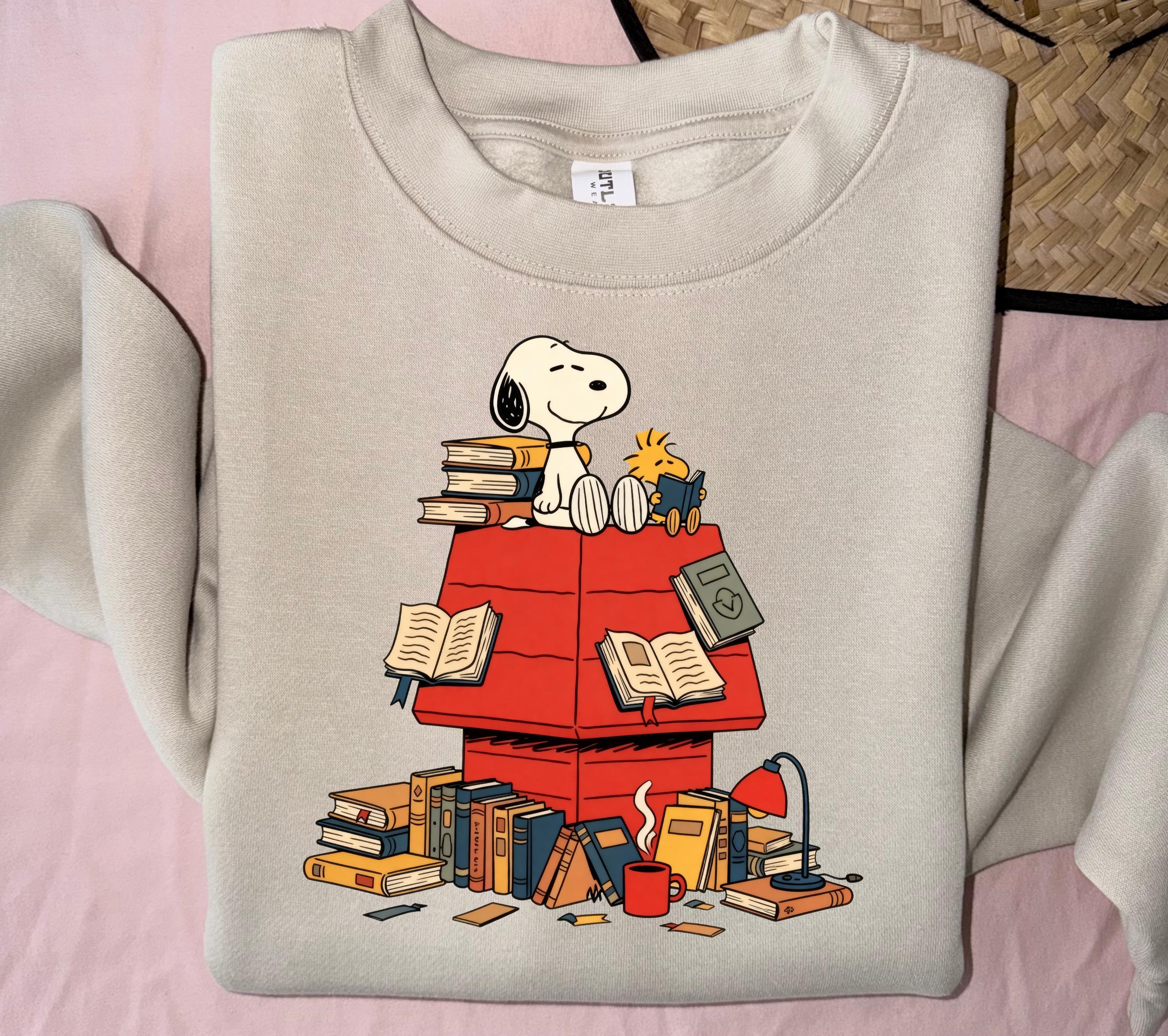 Cartoon Dog Reading Book Sweatshirt – Cute Peanuts Christmas Holiday Shirt
