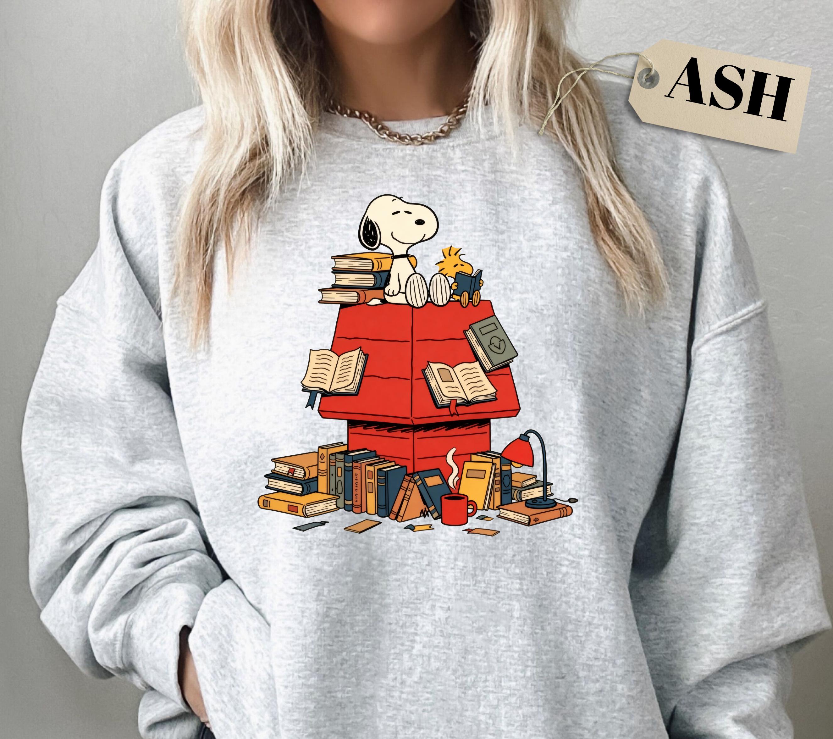 Cartoon Dog Reading Book Sweatshirt – Cute Peanuts Christmas Holiday Shirt