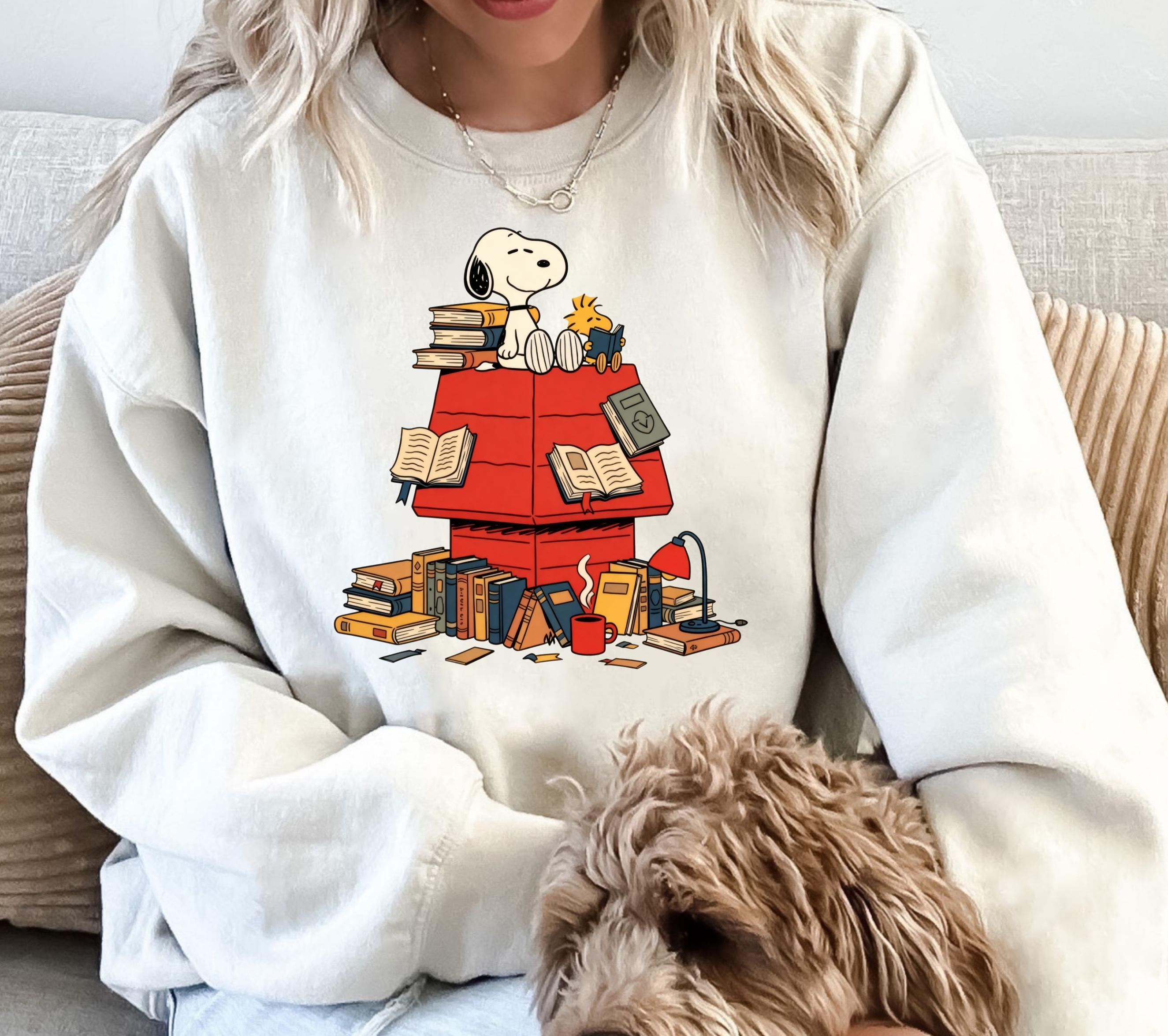 Cartoon Dog Reading Book Sweatshirt – Cute Peanuts Christmas Holiday Shirt