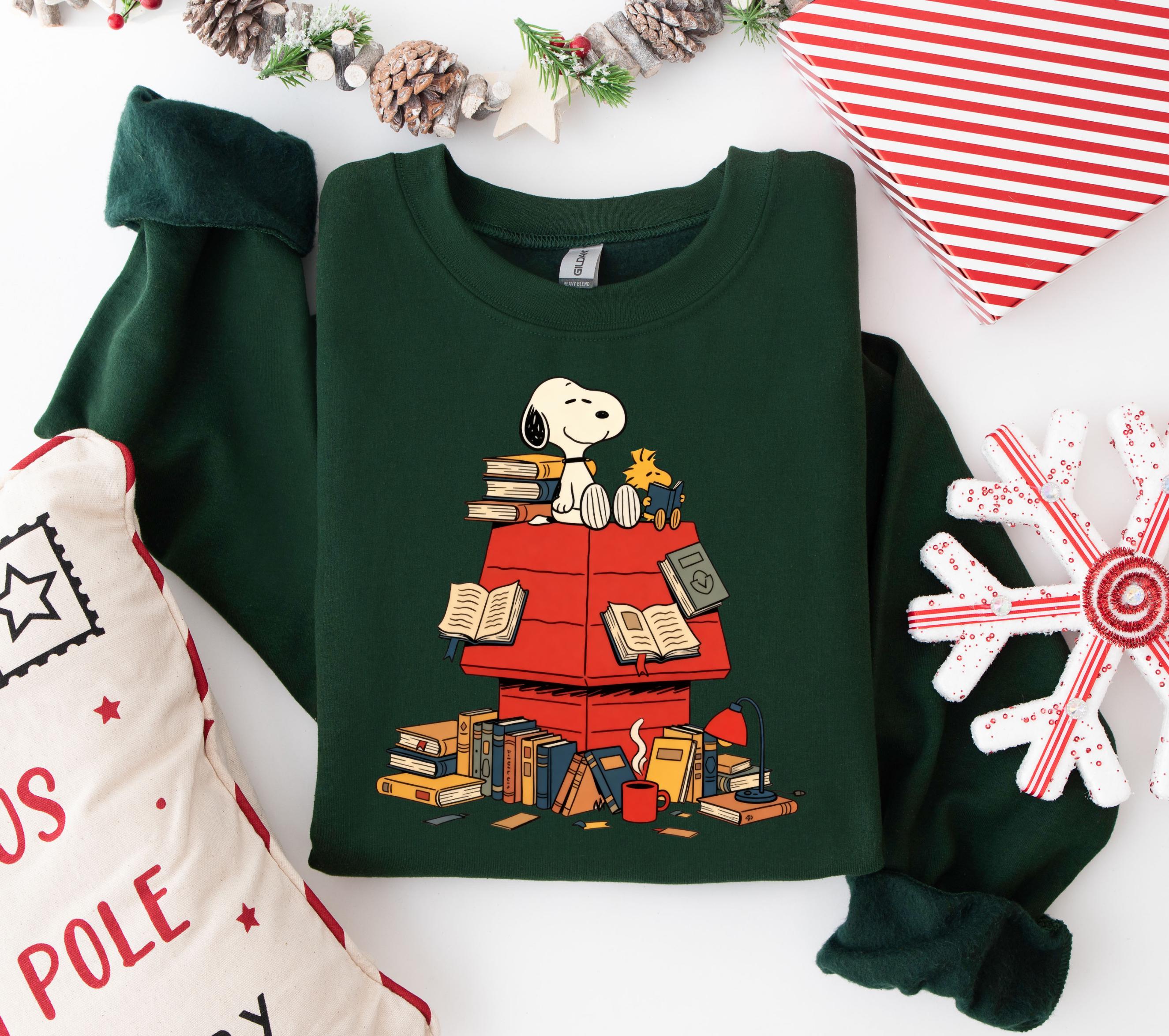 Peanuts Reading Book Sweatshirt – Cute Christmas Holiday Shirt
