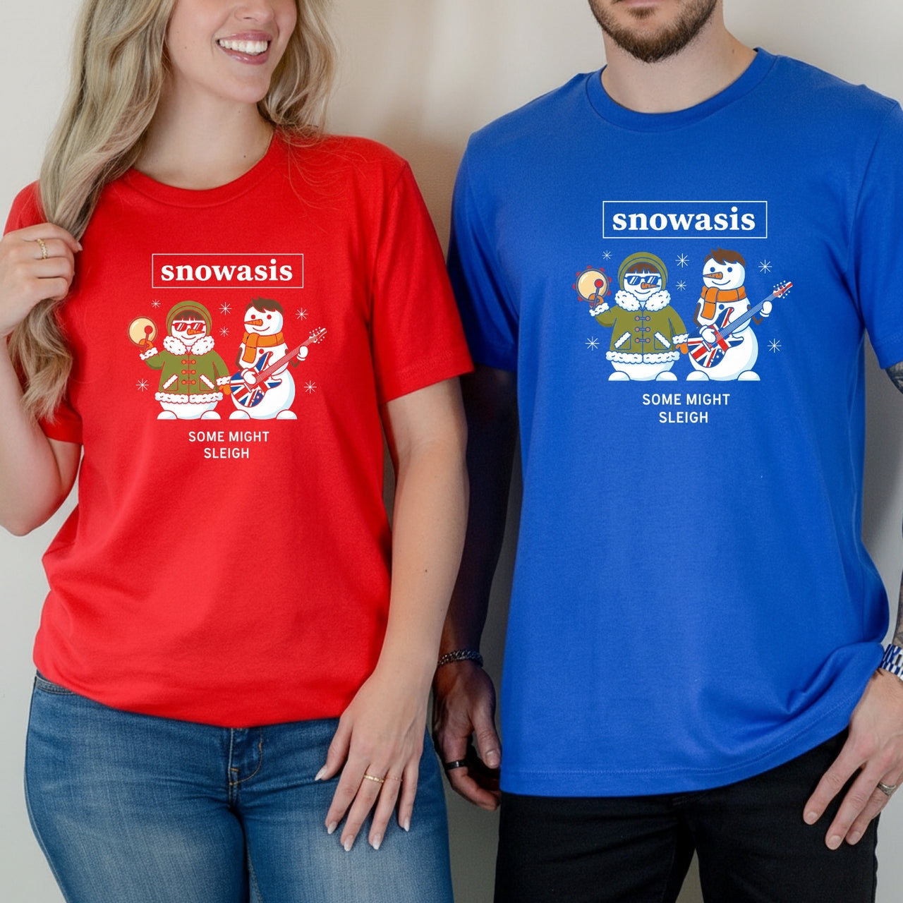 Snowasis Some Might Sleigh Christmas Matching T-Shirts For Couples