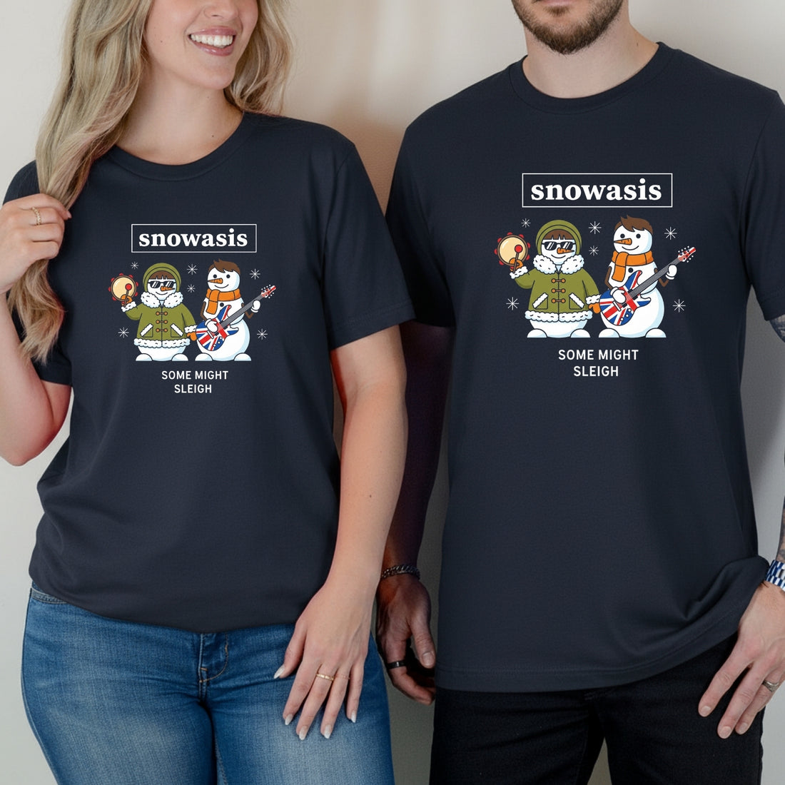 Snowasis Some Might Sleigh Christmas Matching T-Shirts For Couples