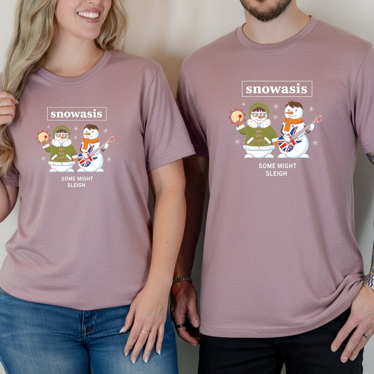 Snowasis Some Might Sleigh Christmas Matching T-Shirts For Couples