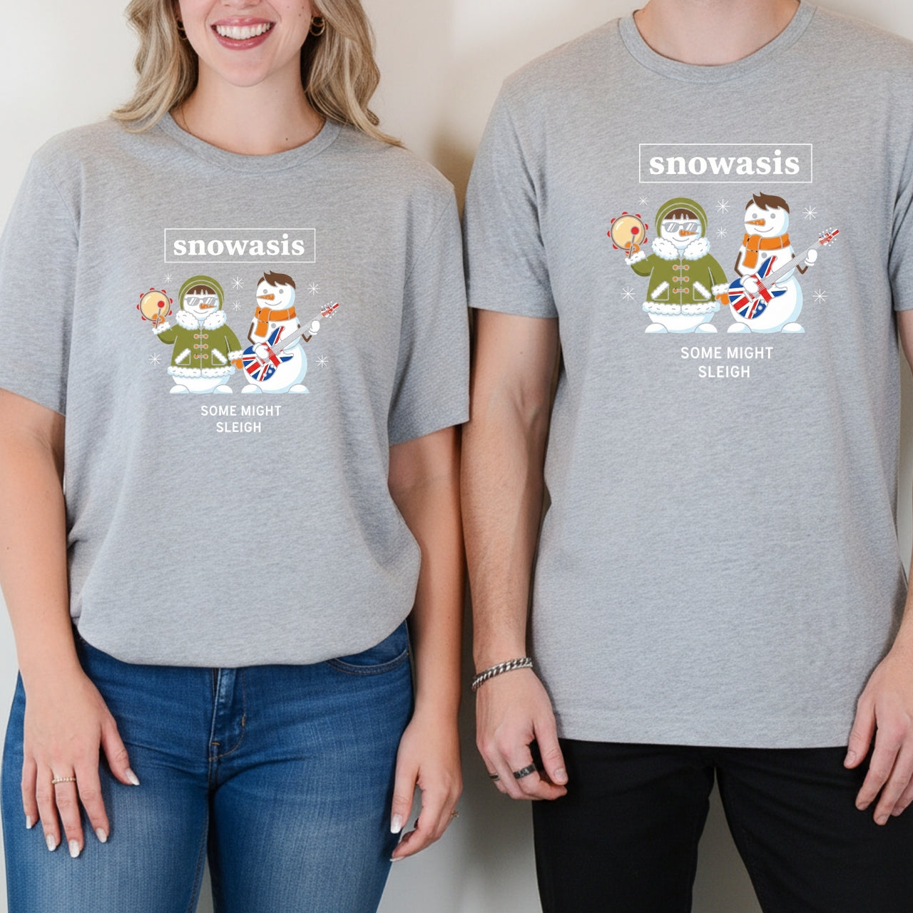 Snowasis Some Might Sleigh Christmas Matching T-Shirts For Couples
