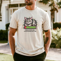 Social Battery Dead T-Shirt - Funny Cat Sarcastic Graphic Tee
