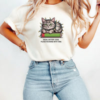 Social Battery Dead T-Shirt - Funny Cat Sarcastic Graphic Tee