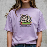 Social Battery Dead T-Shirt - Funny Cat Sarcastic Graphic Tee