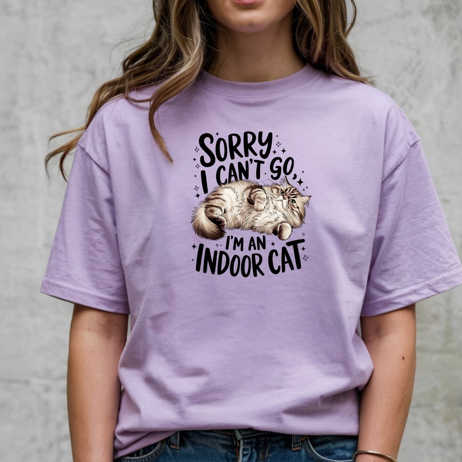 Sorry I Can't Go Indoor Cat T-Shirt - Funny Cat Sarcastic Graphic Tee