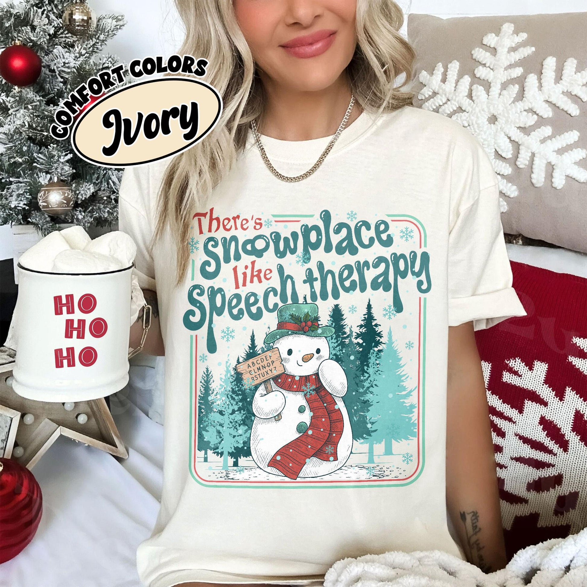 Speech Therapist Crewneck – SLP Christmas Snowman Shirt, Communication Pathology Tee