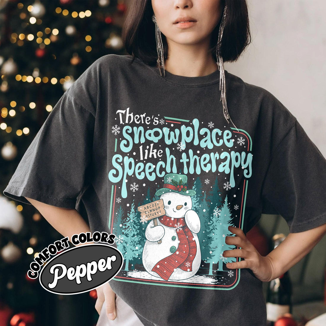 Speech Therapist Crewneck – SLP Christmas Snowman Shirt, Communication Pathology Tee
