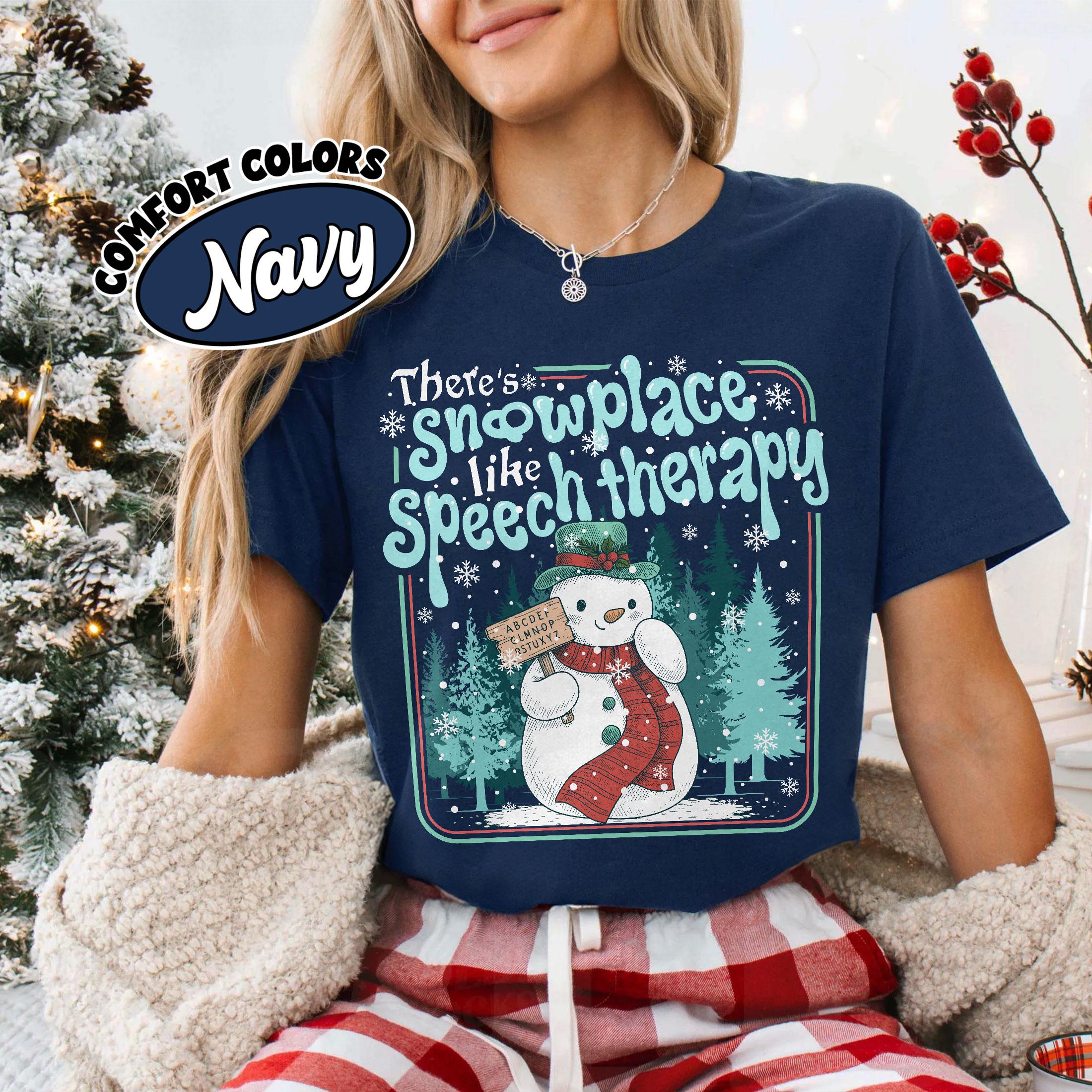 Speech Therapist Crewneck – SLP Christmas Snowman Shirt, Communication Pathology Tee