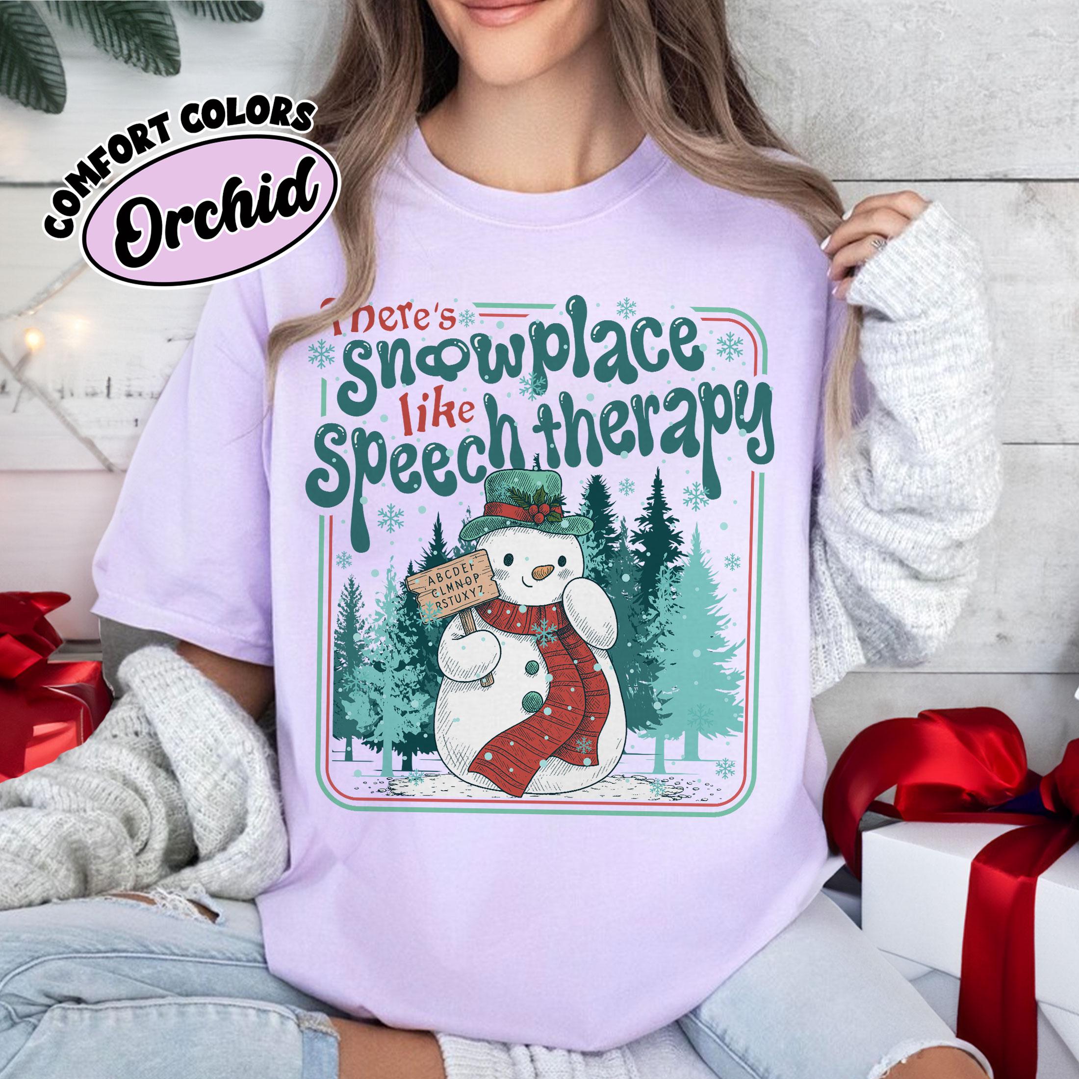 Speech Therapist Crewneck – SLP Christmas Snowman Shirt, Communication Pathology Tee