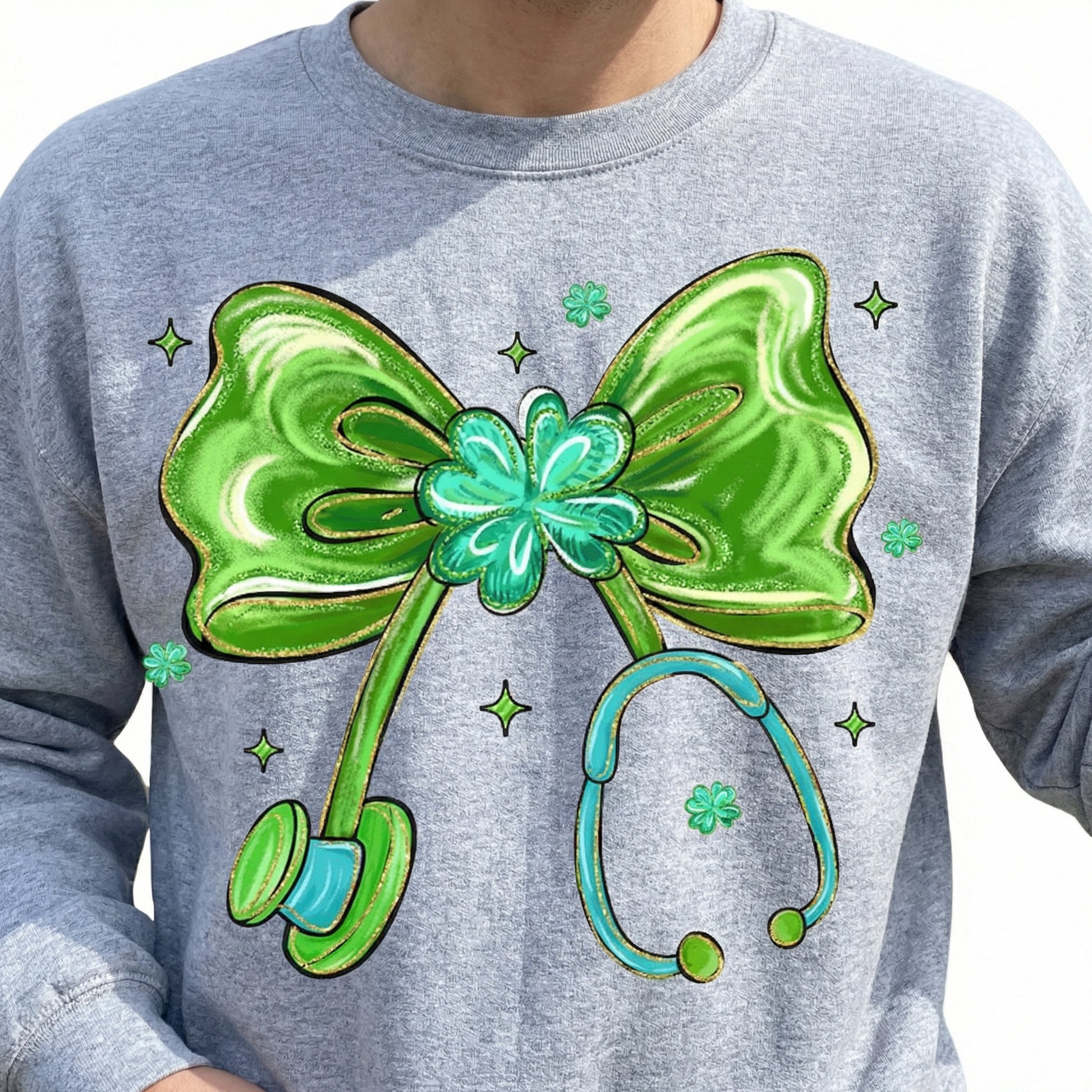 St Patricks Day Love Shamrock T-Shirt - Lucky Preppy Coquette Brushstroke Graphic Tee