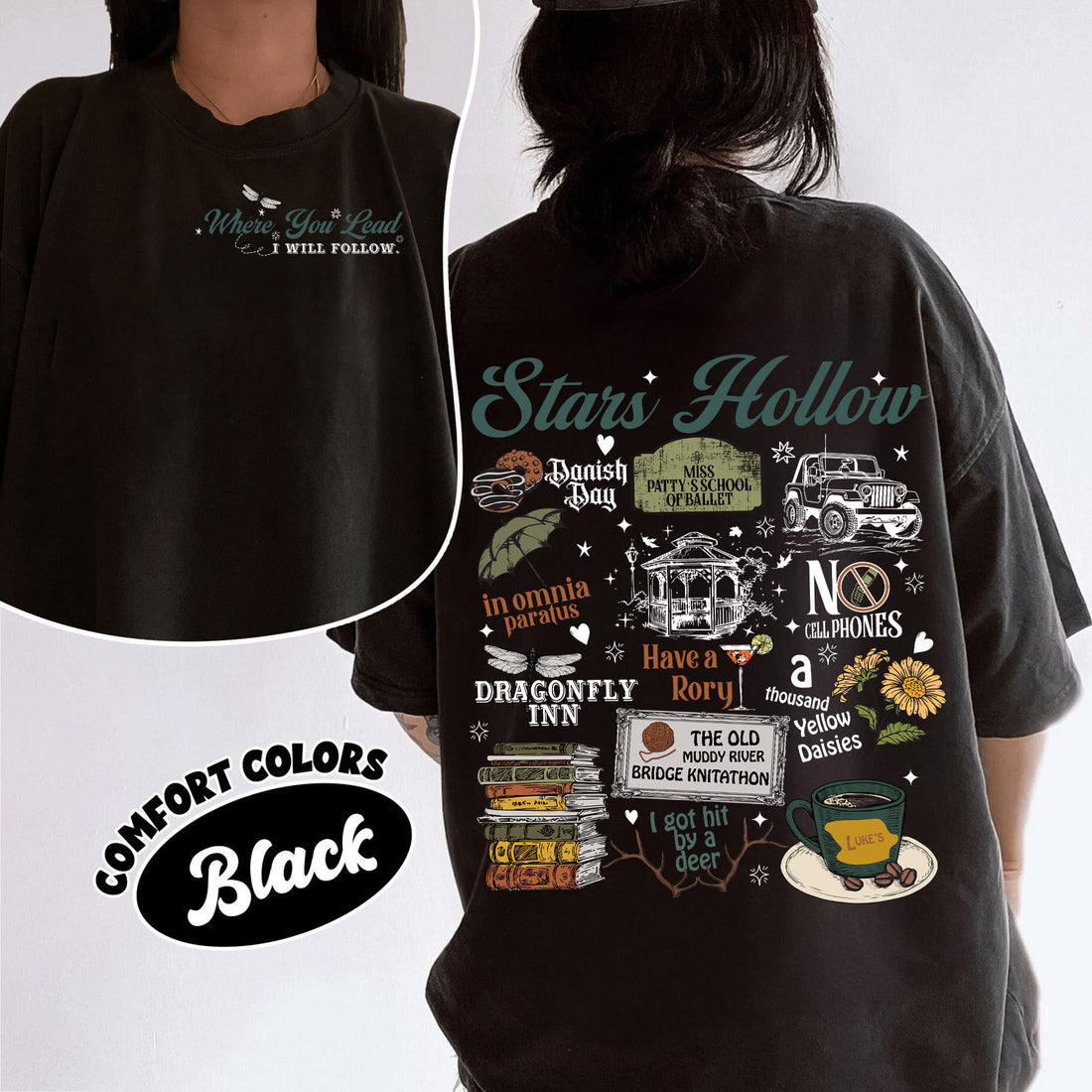 Retro Small-Town Coffee Shop Shirt – Where You Lead I Will Follow Two-Sided Tee, Cozy Fall Aesthetic Top