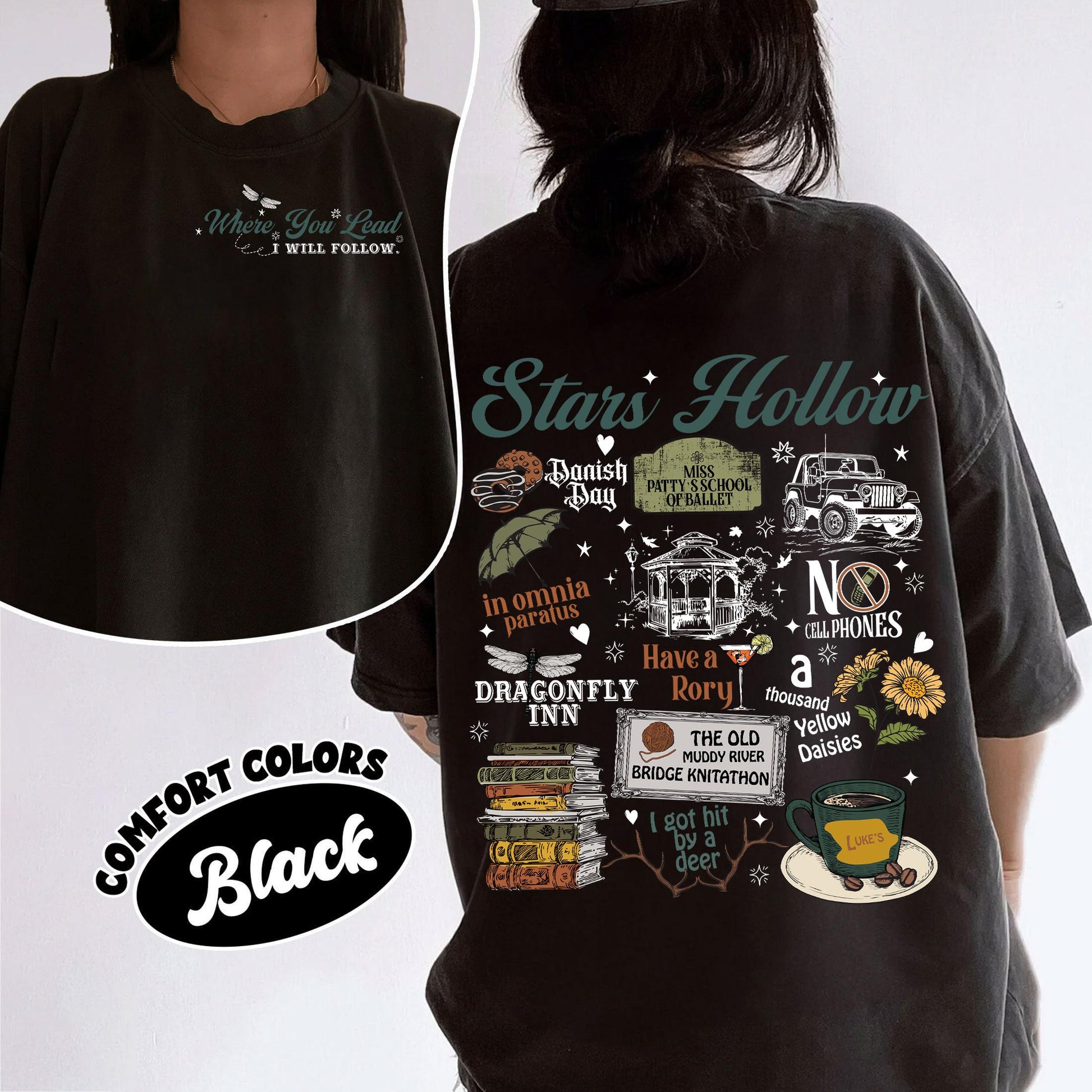 Retro Small-Town Coffee Shop Shirt – Where You Lead I Will Follow Two-Sided Tee, Cozy Fall Aesthetic Top