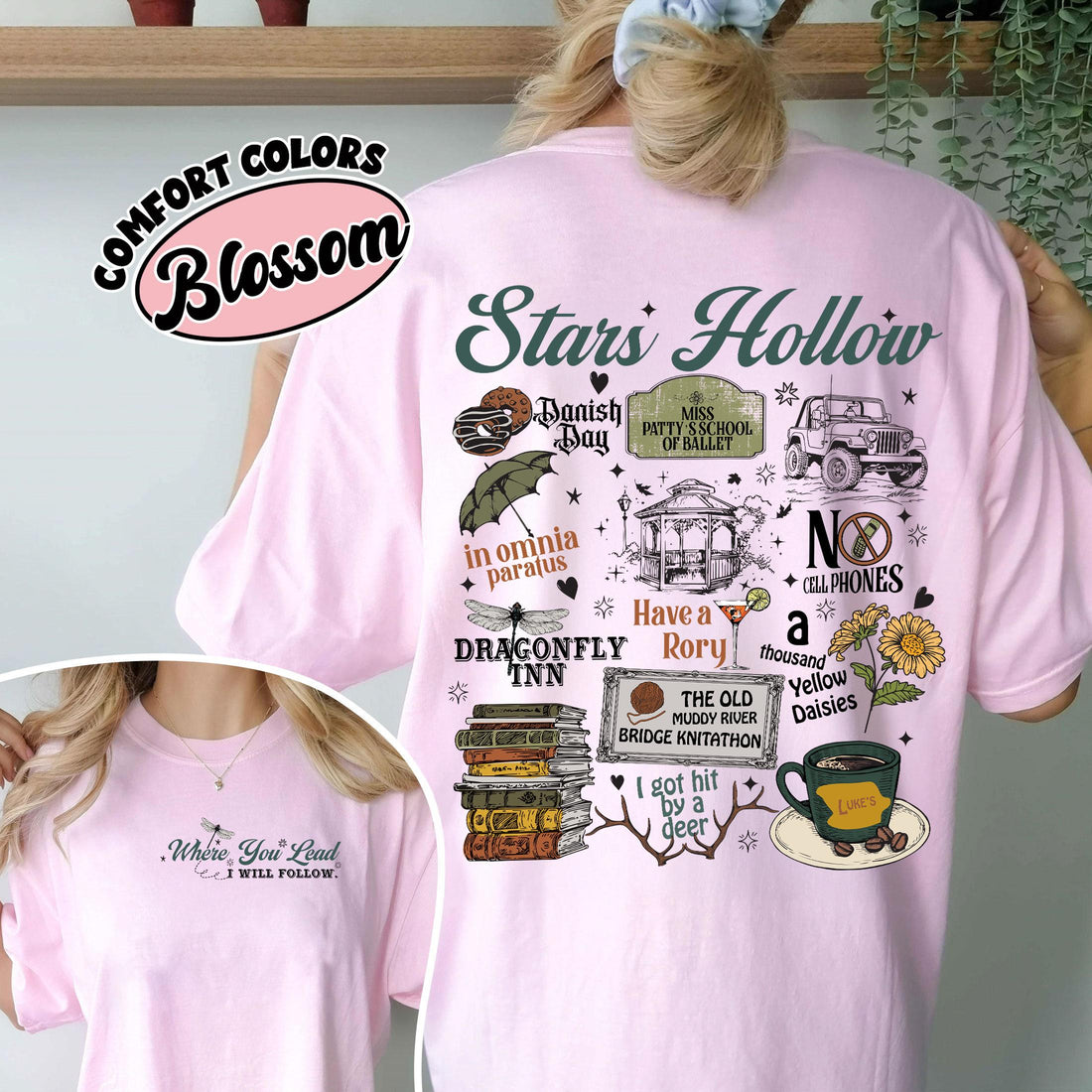 Retro Small-Town Coffee Shop Shirt – Where You Lead I Will Follow Two-Sided Tee, Cozy Fall Aesthetic Top