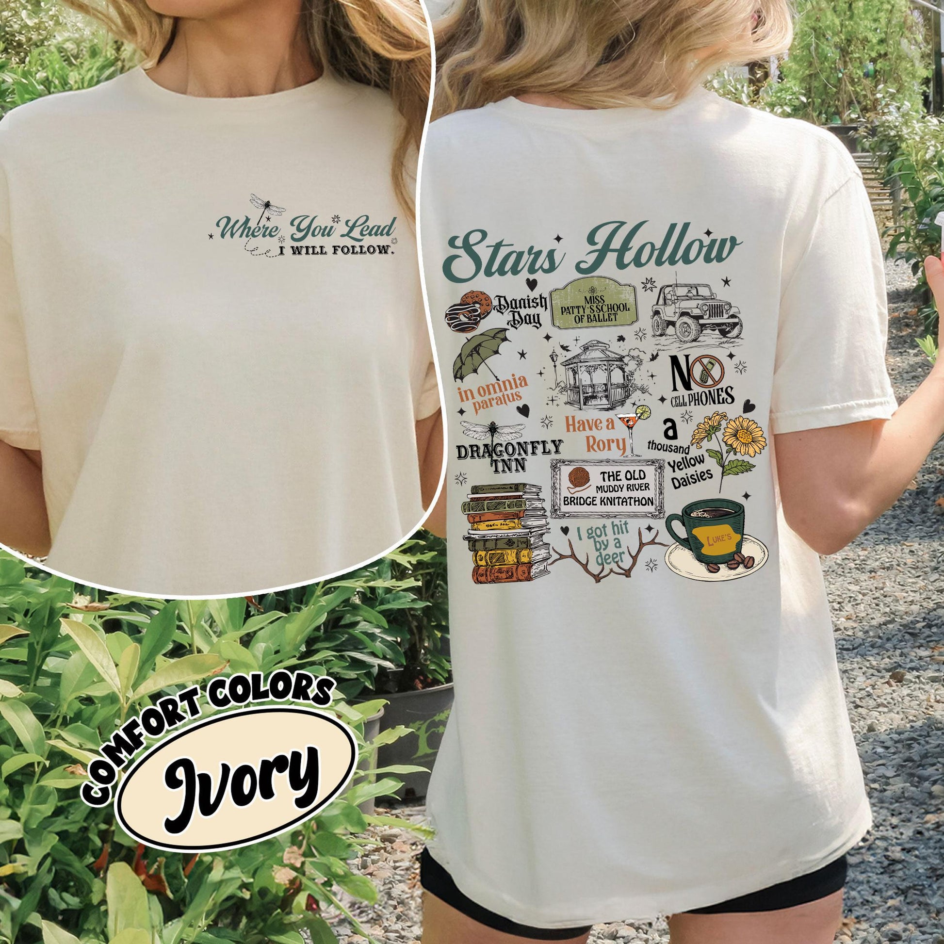 Retro Small-Town Coffee Shop Shirt – Where You Lead I Will Follow Two-Sided Tee, Cozy Fall Aesthetic Top