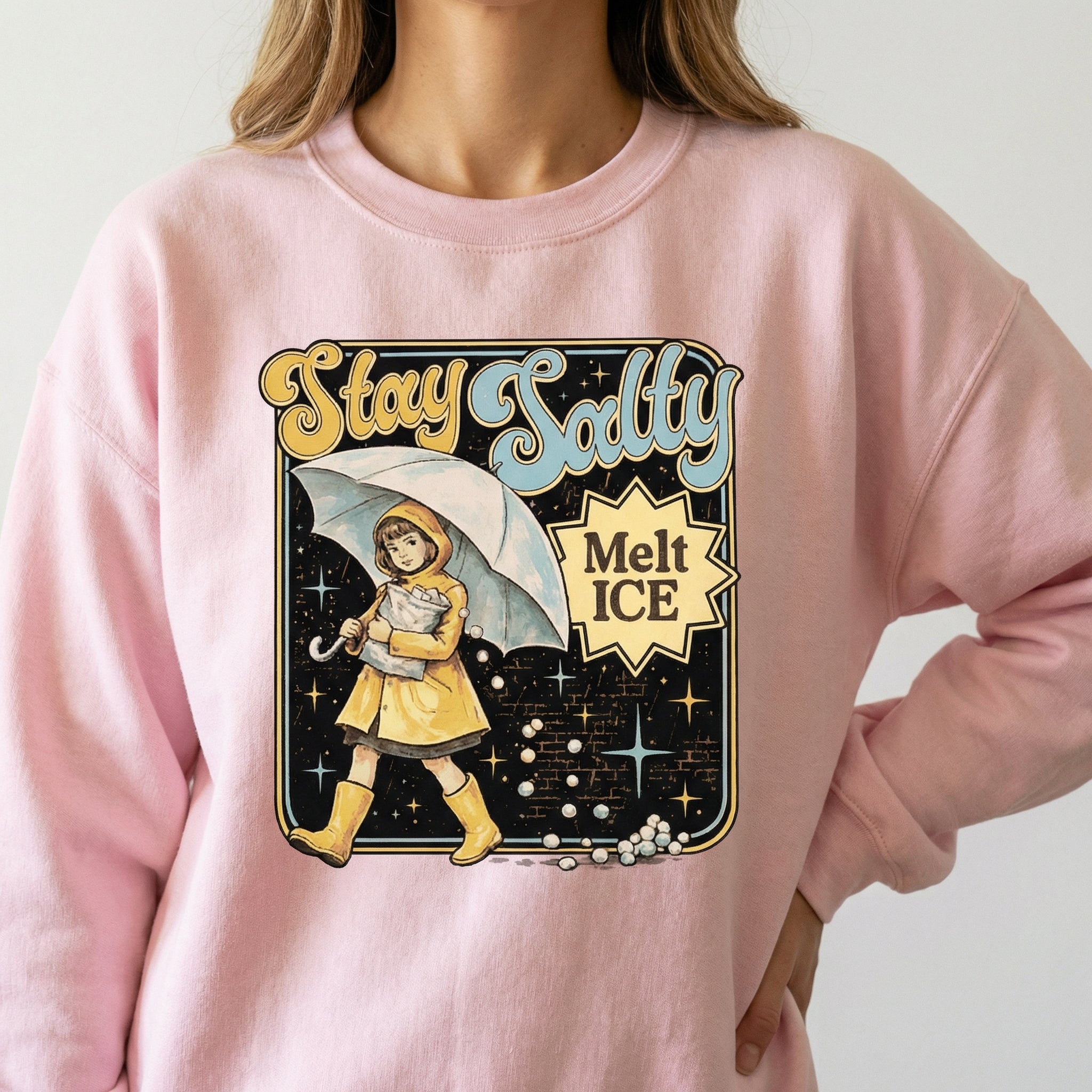 Stay Salty Anti ICE Crewneck Shirt – Pro Immigrant Human Rights Graphic