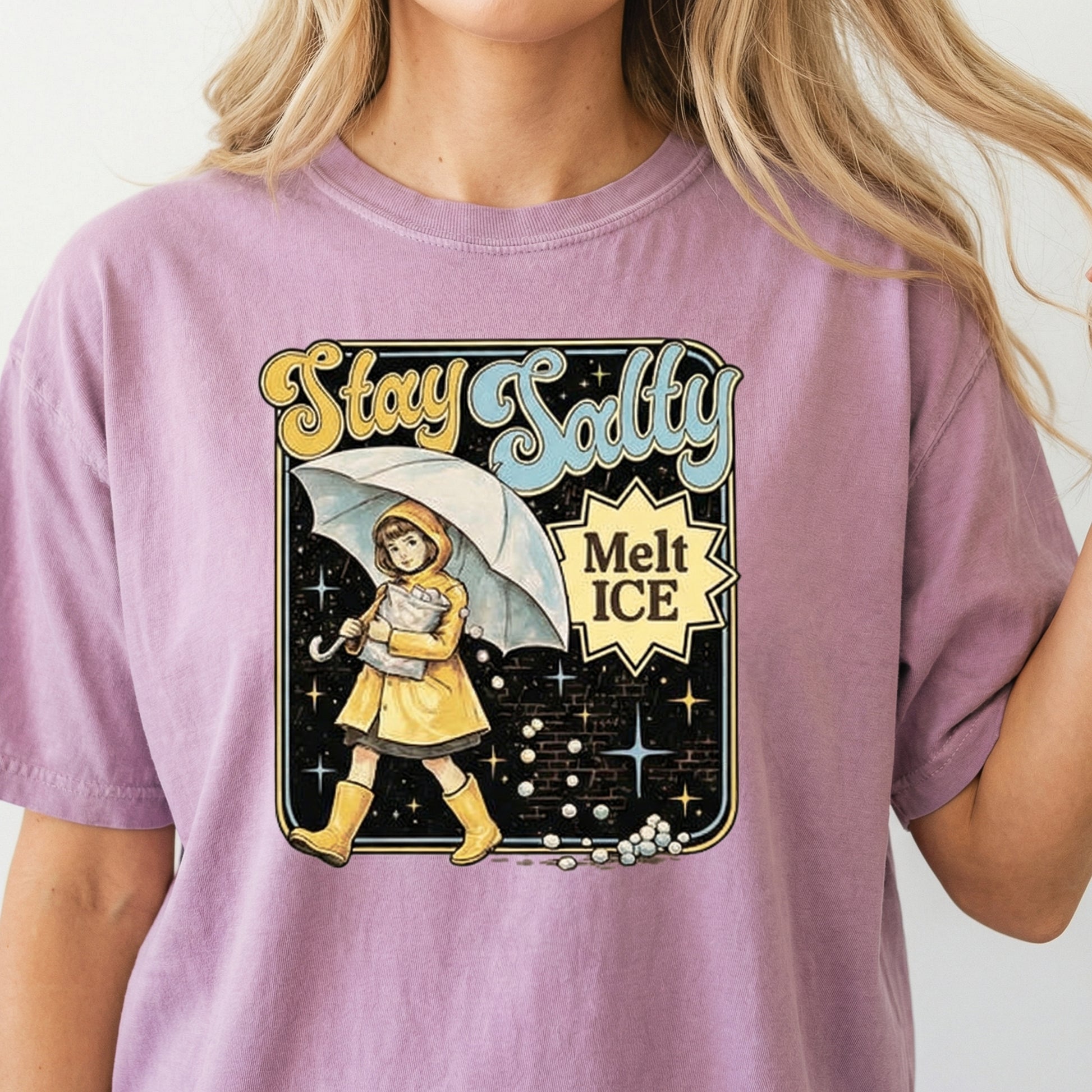 Stay Salty Anti ICE Crewneck Shirt – Pro Immigrant Human Rights Graphic