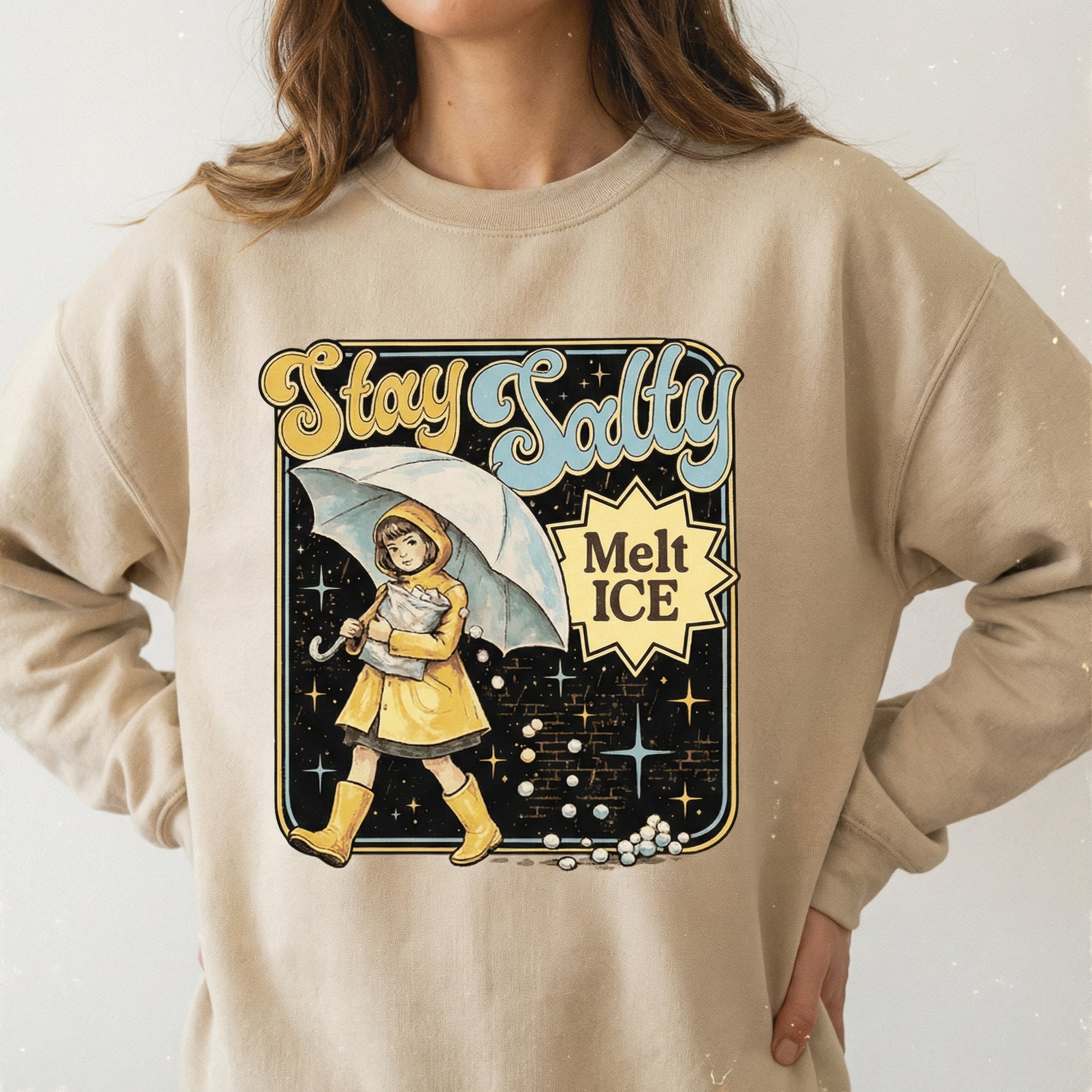 Stay Salty Anti ICE Crewneck Shirt – Pro Immigrant Human Rights Graphic