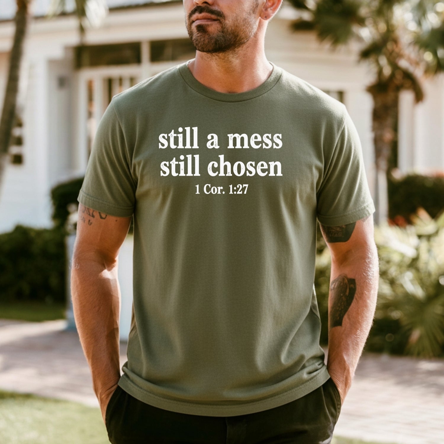 Still A Mess Still Chosen T-Shirt - Minimal Christian Faith Graphic Tee