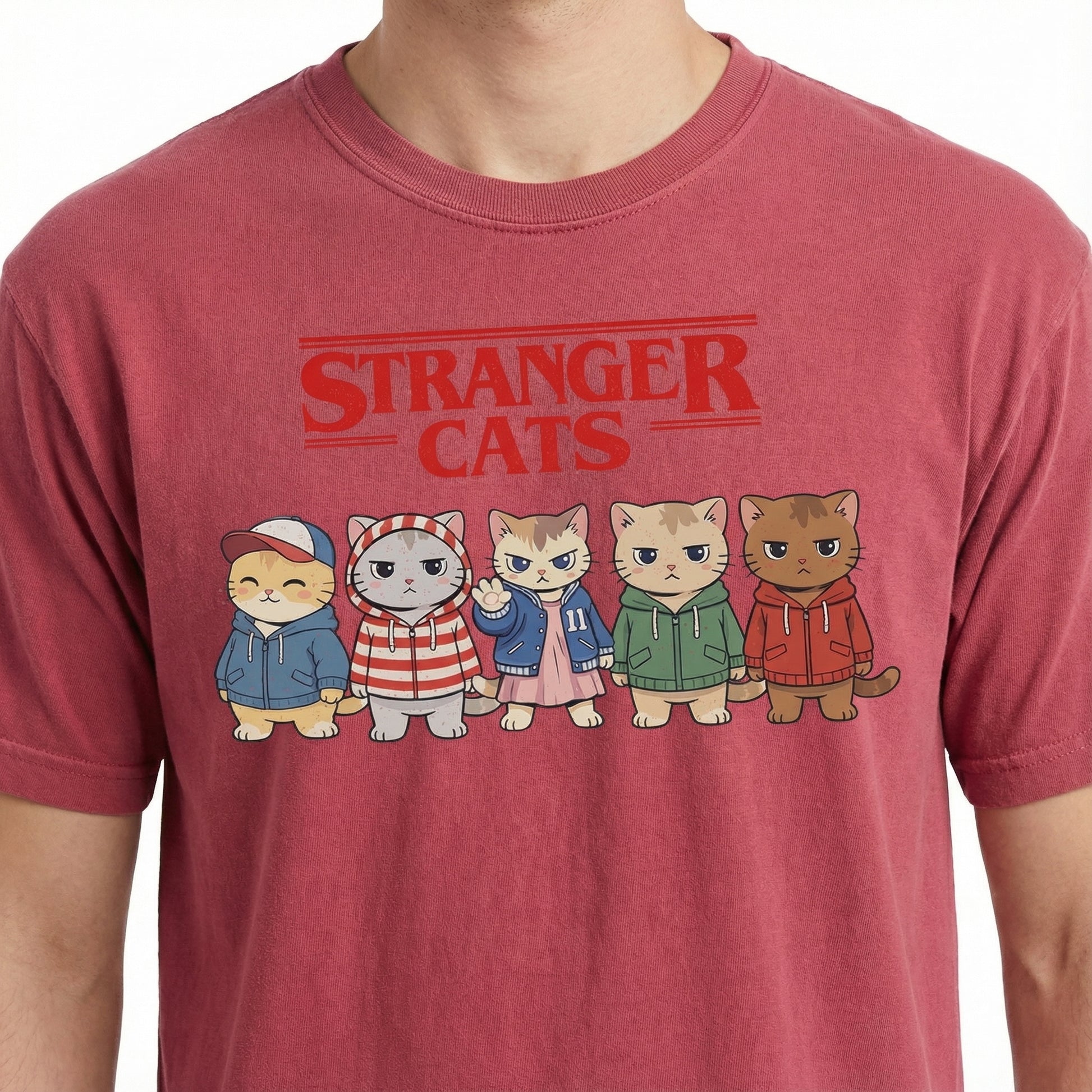 Stranger Cats Retro Cat Parody T-Shirt – Funny 80s Inspired Cat Graphic Tee