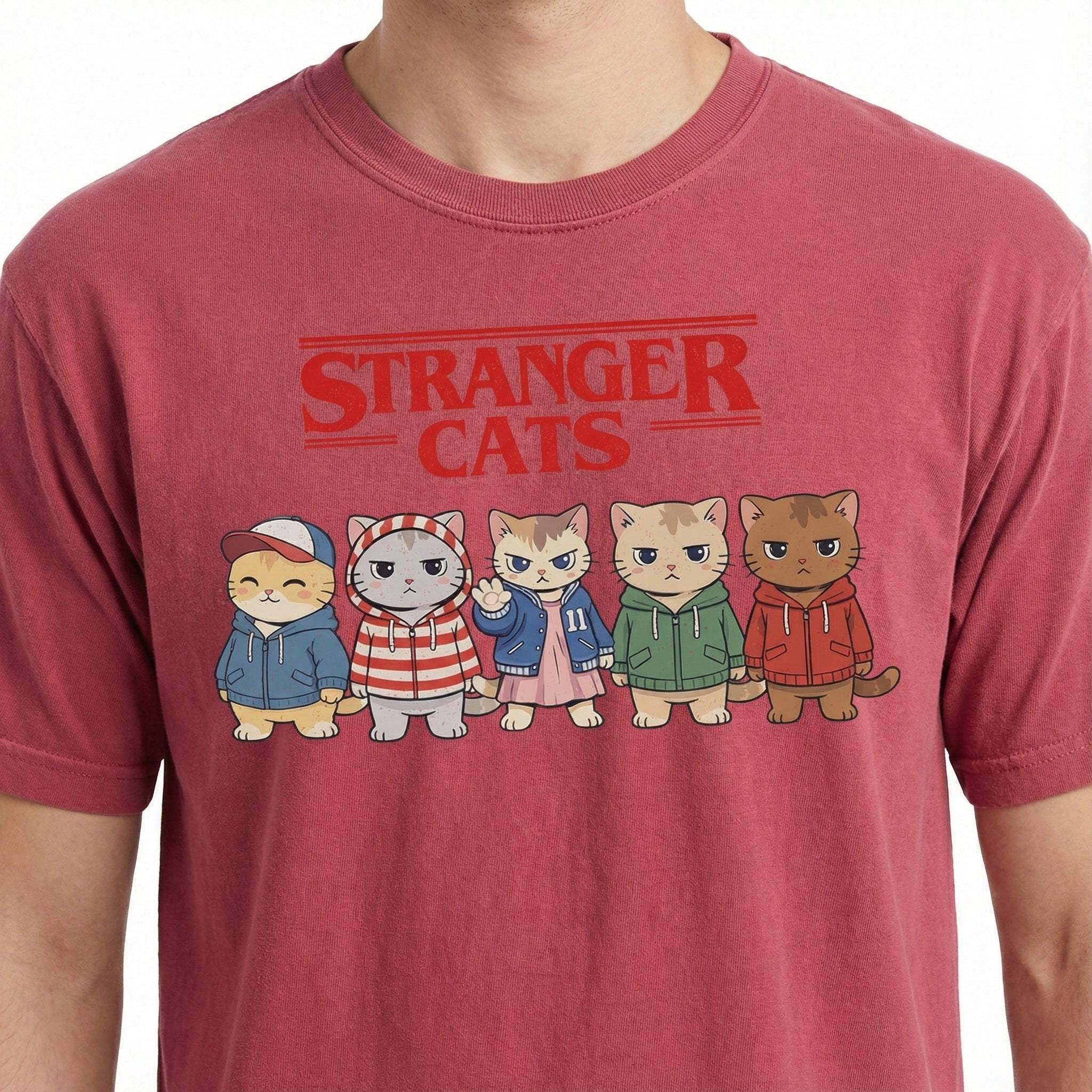 Stranger Cats Retro Cat Parody T-Shirt – Funny 80s Inspired Cat Graphic Tee