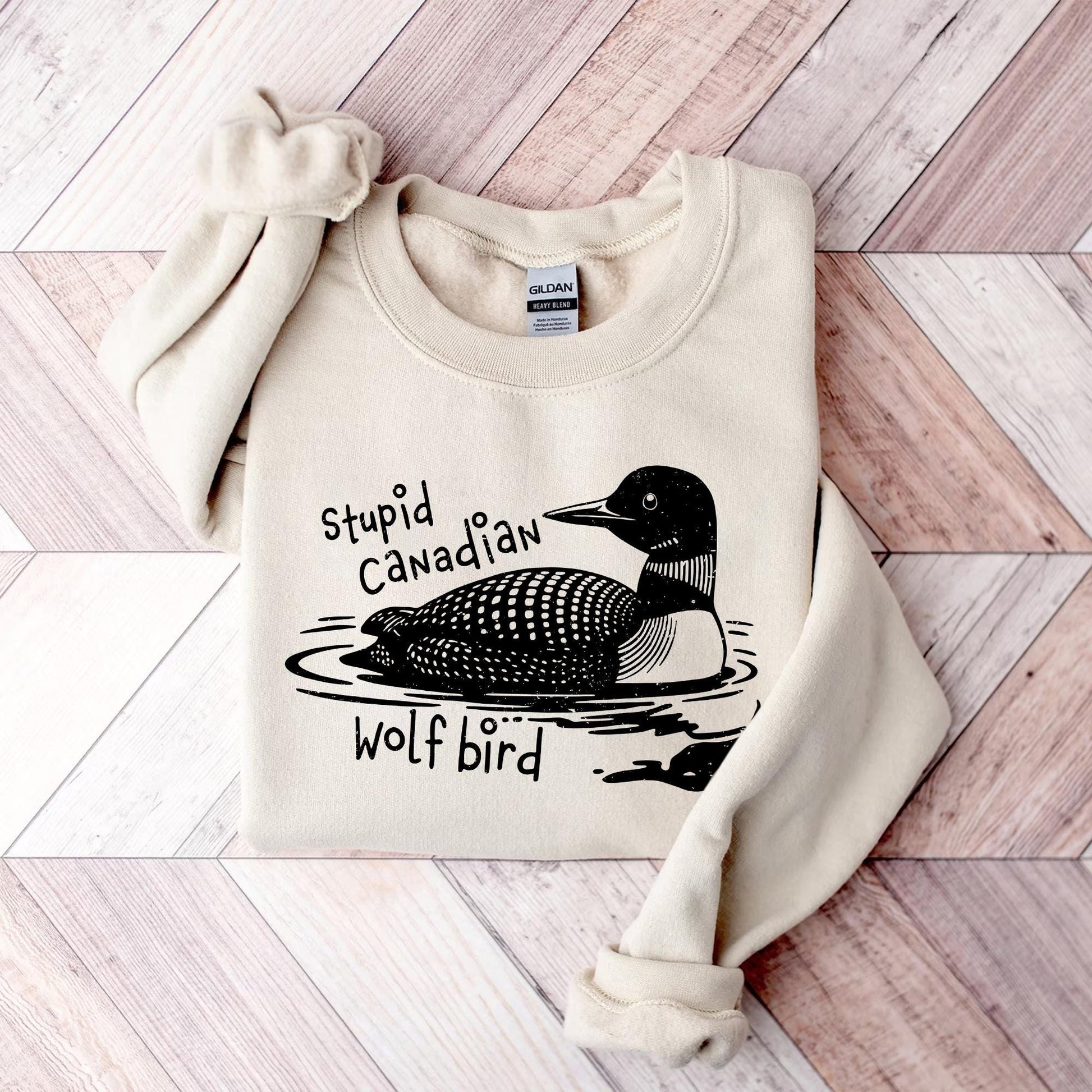 Funny Canadian Hockey Graphic T-Shirt - Wolf Bird Fan Humor Tee