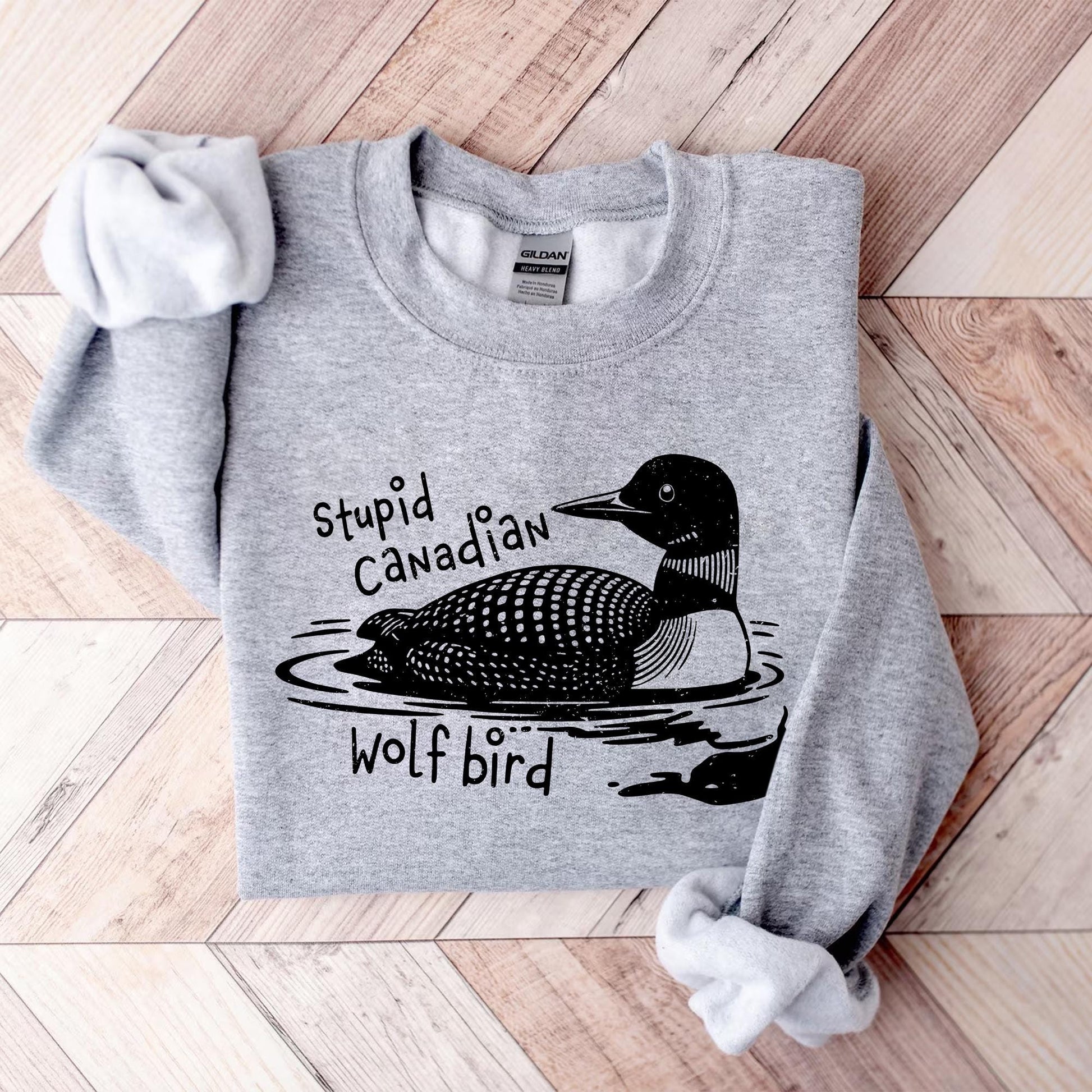 Funny Canadian Hockey Graphic T-Shirt - Wolf Bird Fan Humor Tee