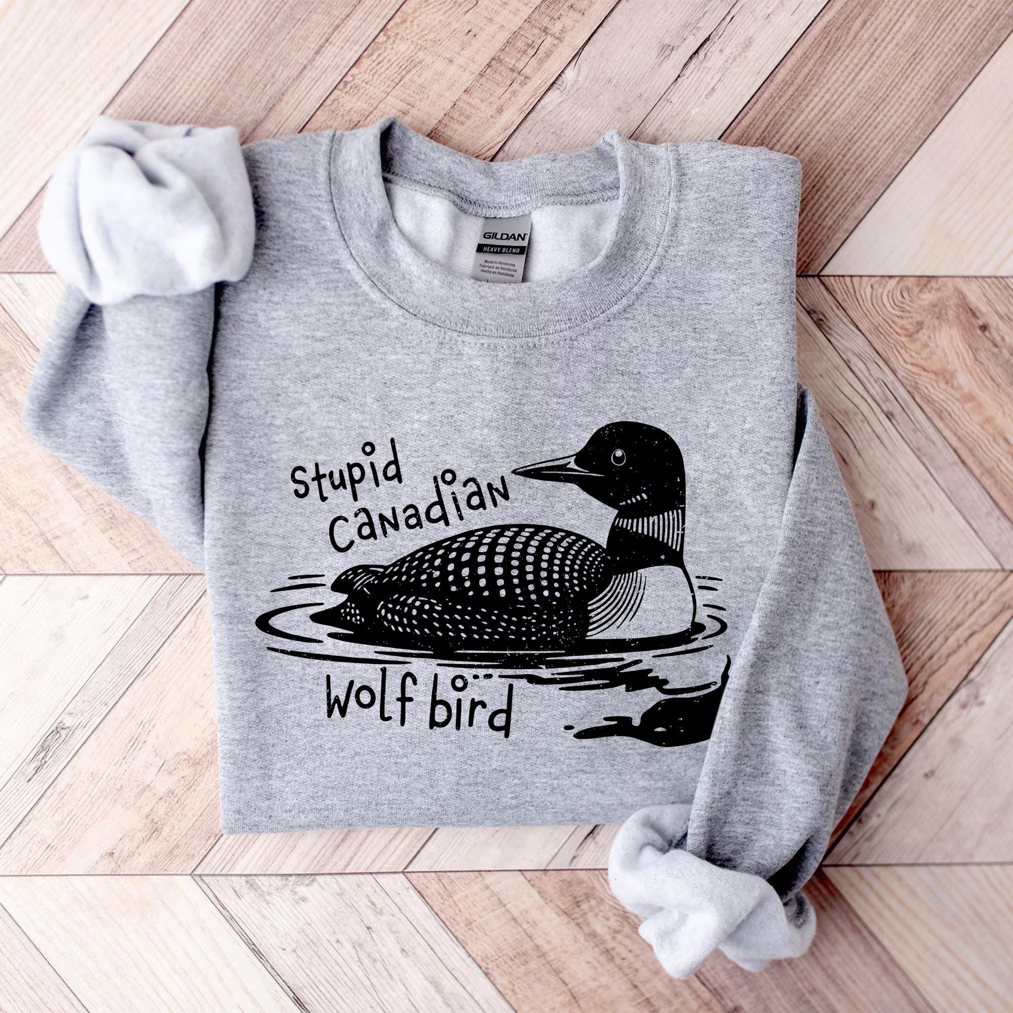 Funny Canadian Hockey Graphic T-Shirt - Wolf Bird Fan Humor Tee