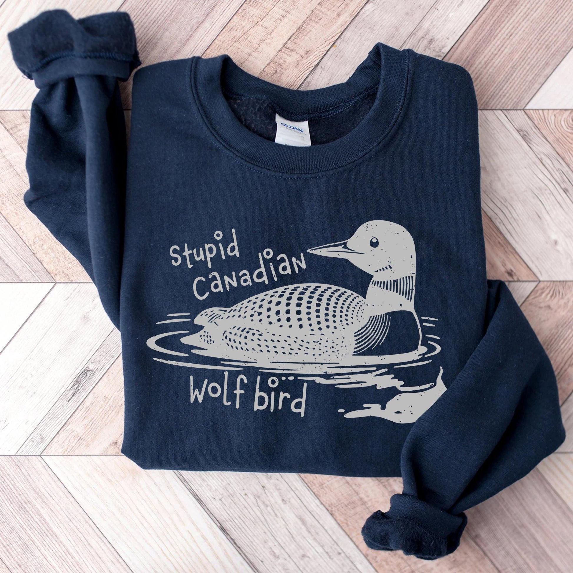 Funny Canadian Hockey Graphic T-Shirt - Wolf Bird Fan Humor Tee