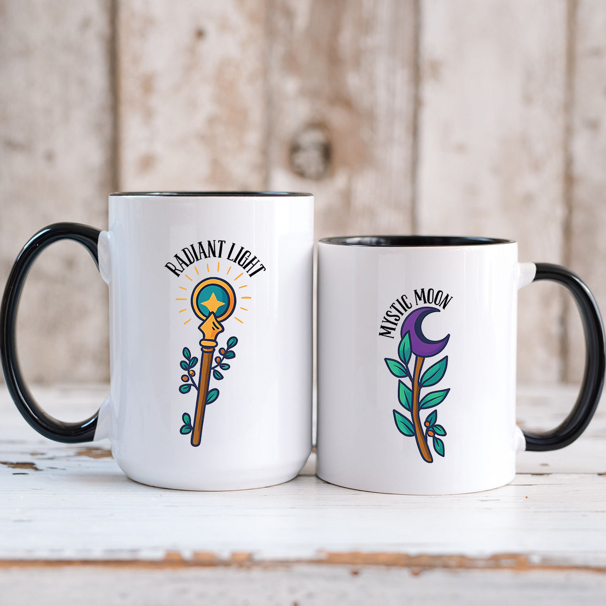 Sun And MoonStaff Matching Mugs For Couples