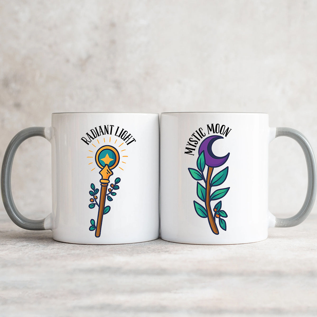 Sun And MoonStaff Matching Mugs For Couples