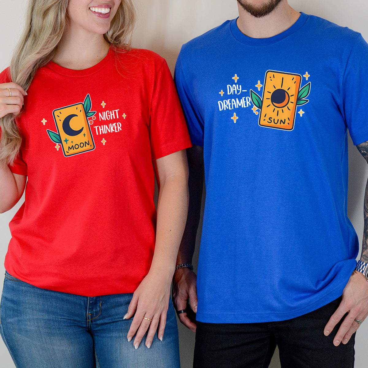 Sun & Moon Cards Matching T-Shirts For Couples