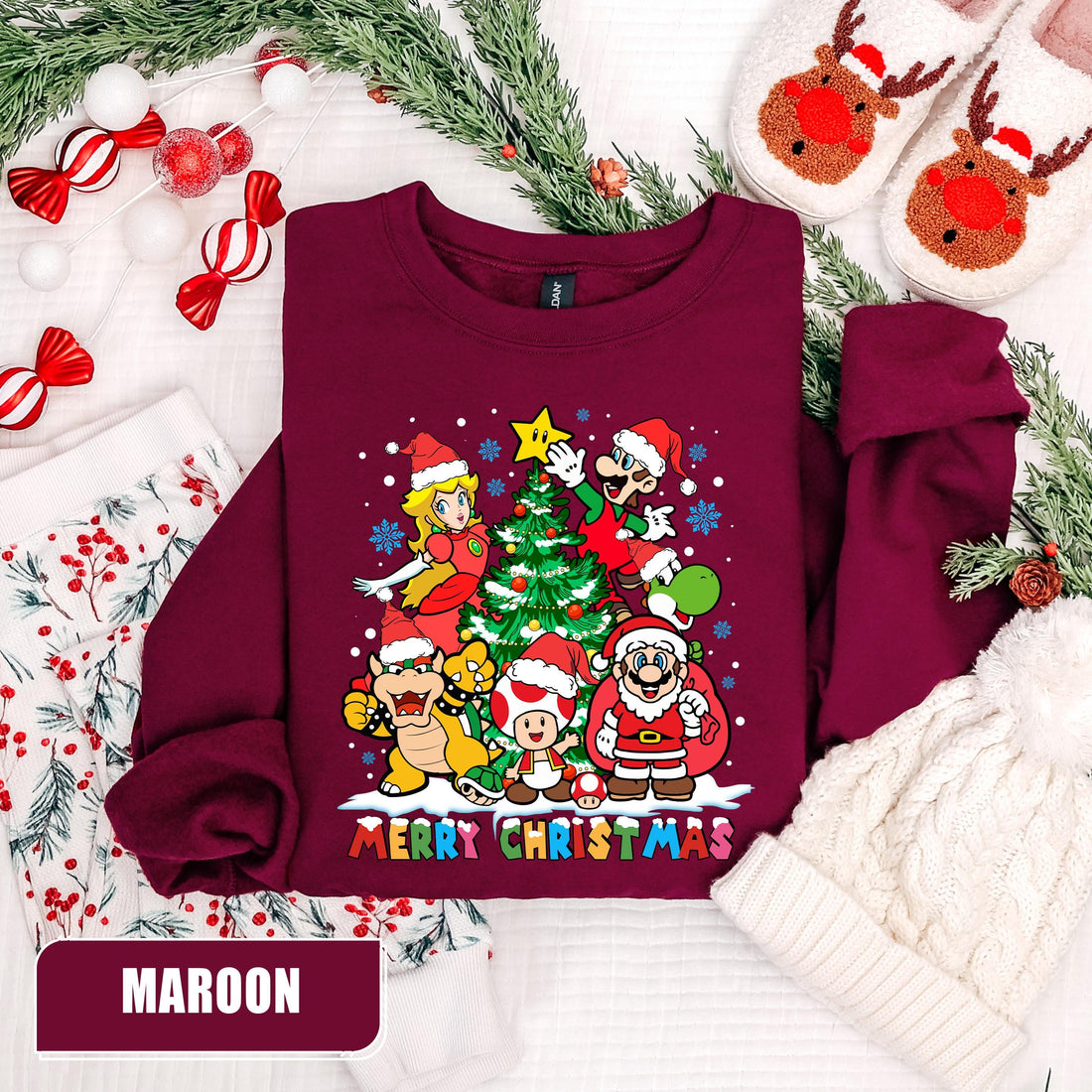Retro Gamer Merry Christmas Sweatshirt - Funny Holiday Gaming Sweater