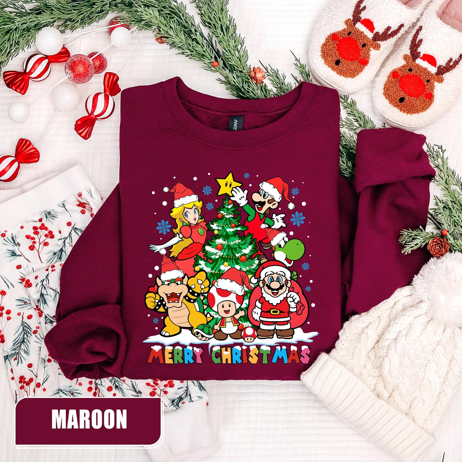Retro Gamer Merry Christmas Sweatshirt - Funny Holiday Gaming Sweater