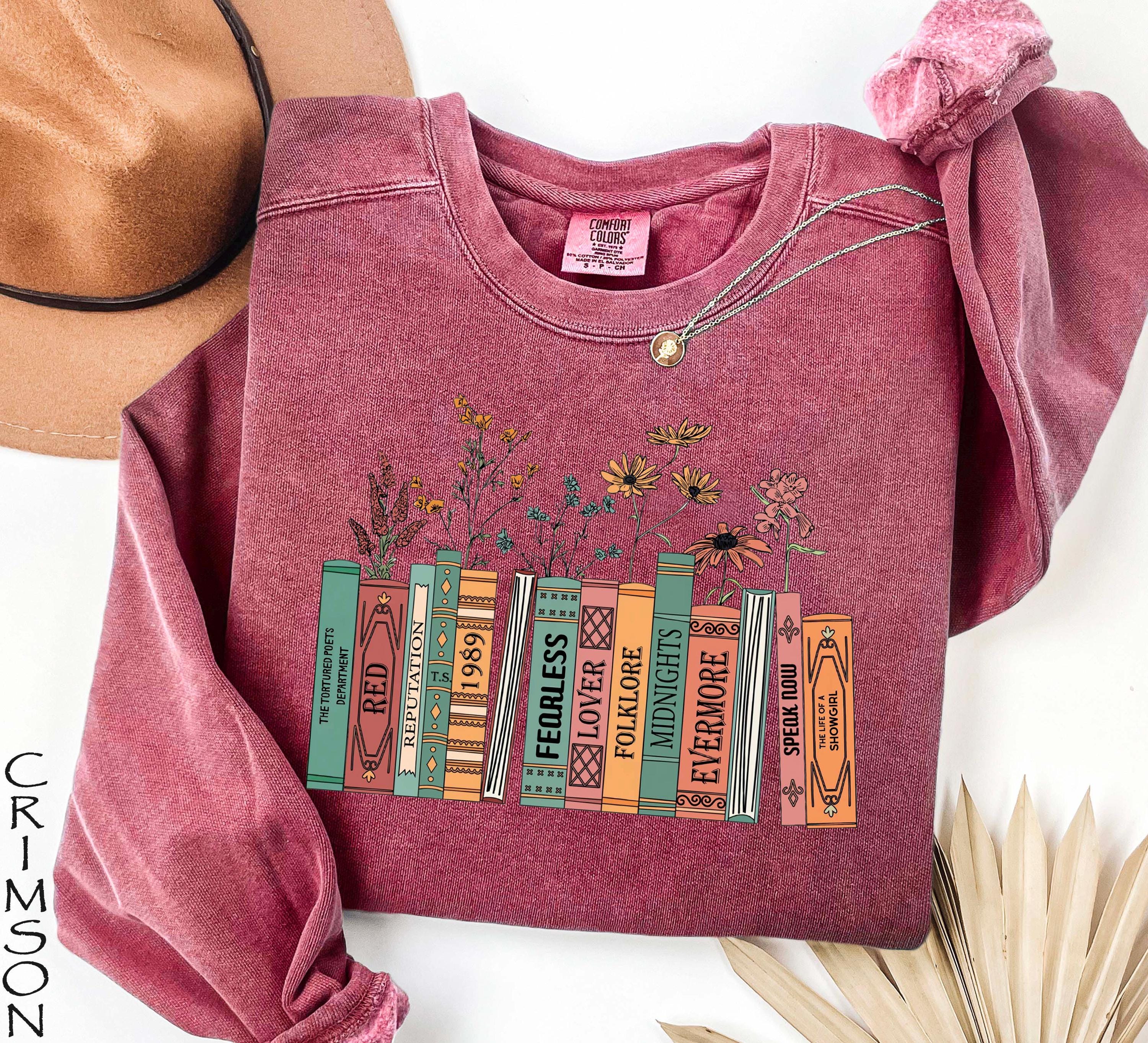 Taylor Inspired Shirt – Albums as Books Sweatshirt, Trendy Floral Book Lover Crewneck