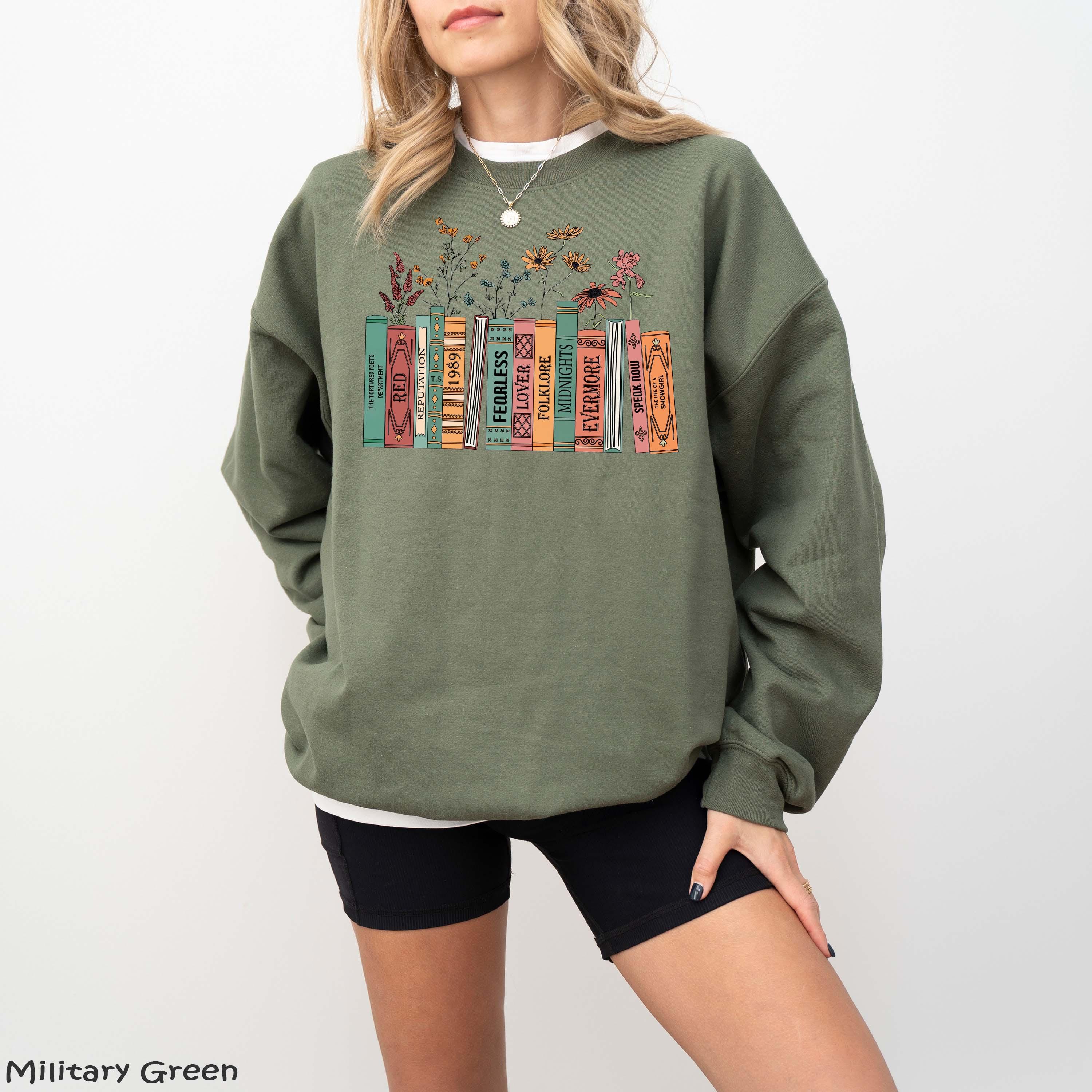 Taylor Inspired Shirt – Albums as Books Sweatshirt, Trendy Floral Book Lover Crewneck