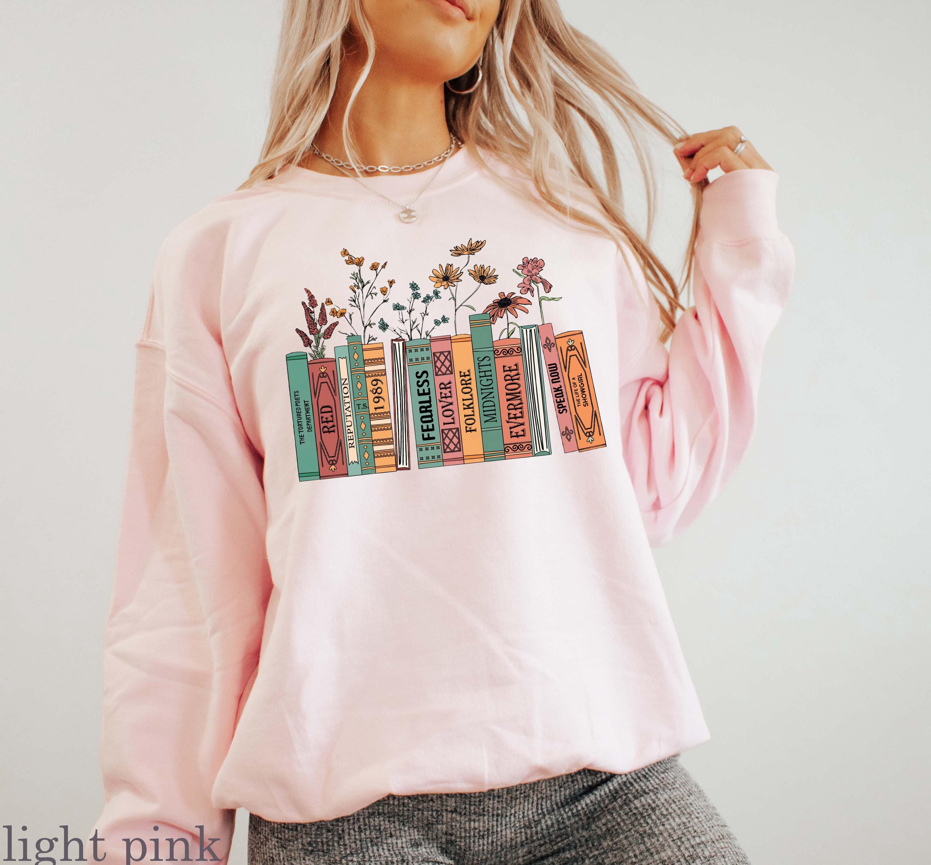 Taylor Inspired Shirt – Albums as Books Sweatshirt, Trendy Floral Book Lover Crewneck