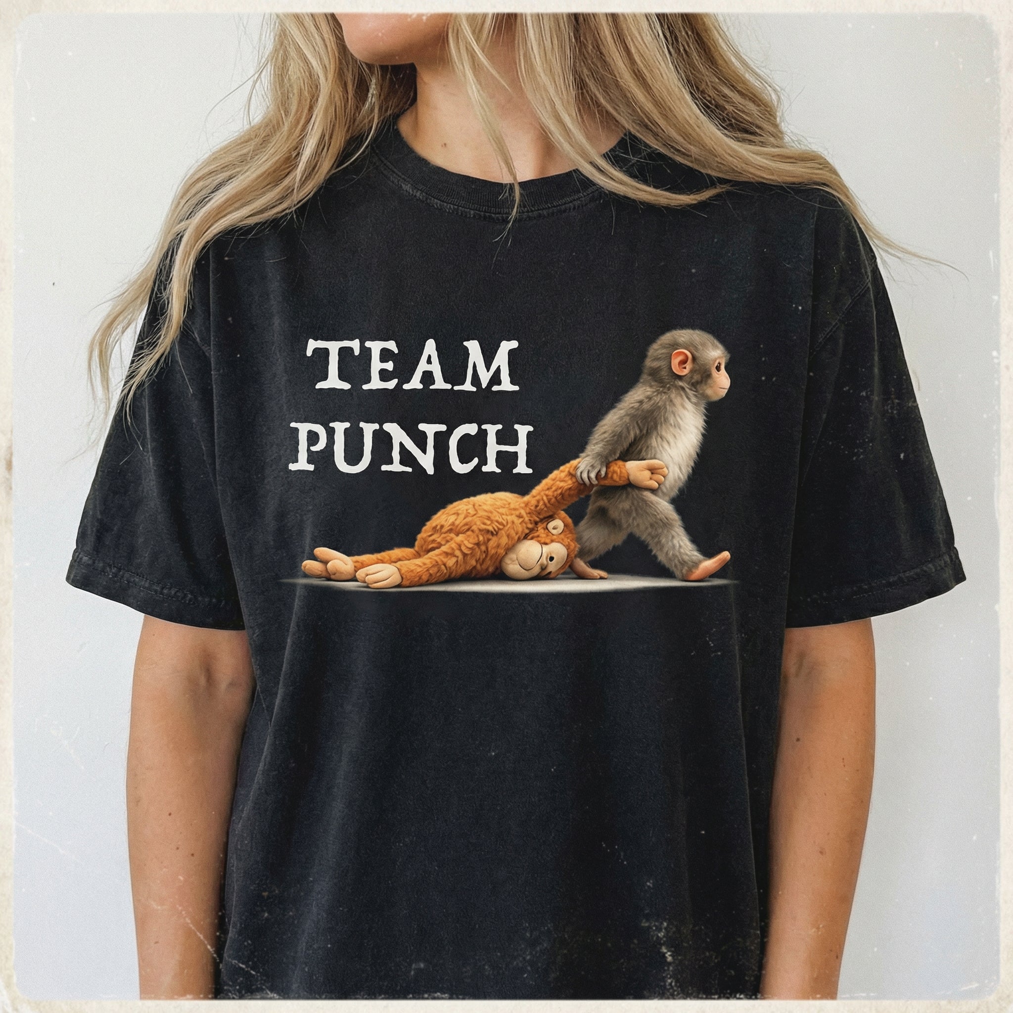 Team Punch Baby Monkey Graphic T-Shirt – Funny Animal Tee
